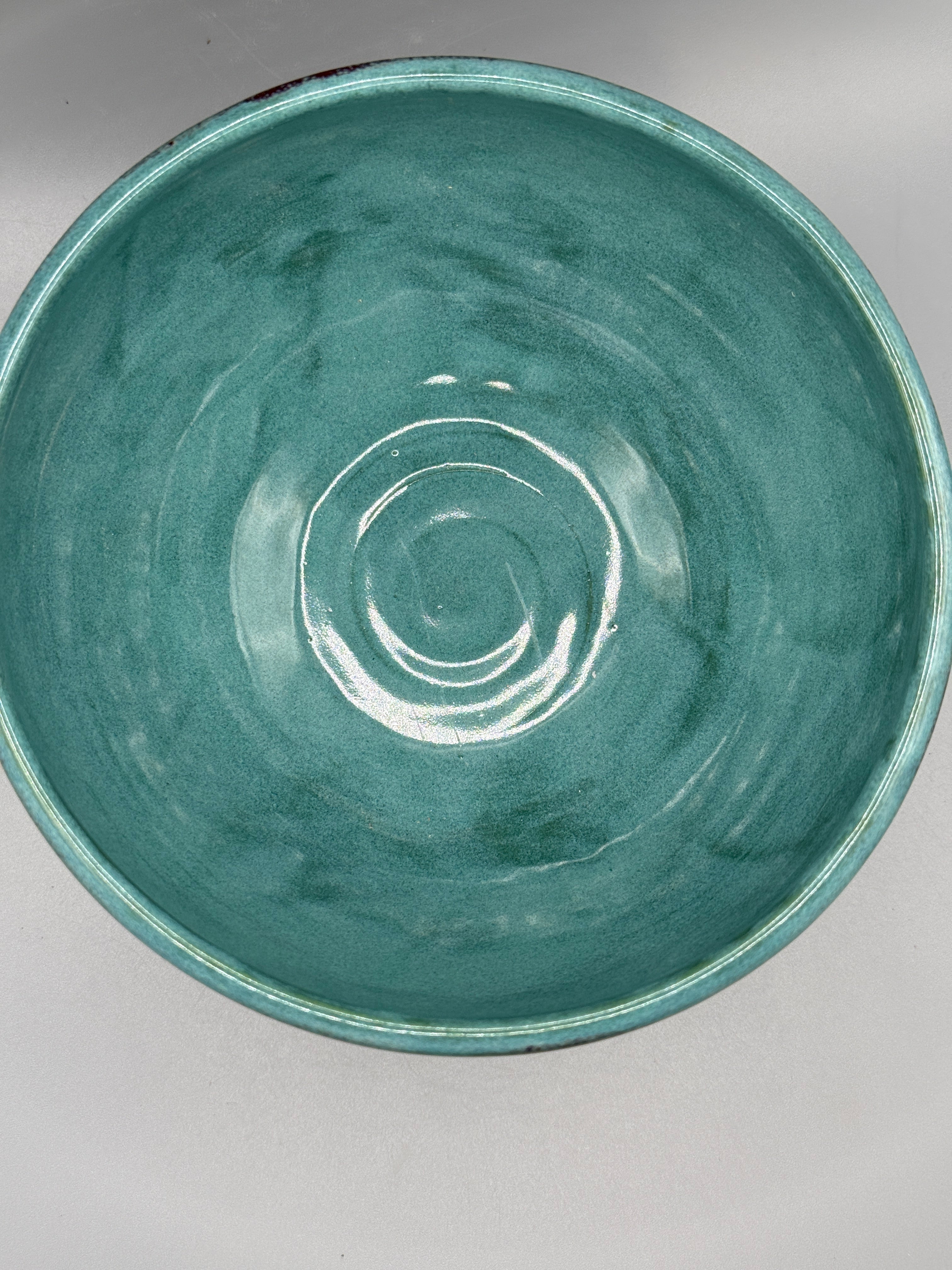 Copper Reef Bowl — Turquoise & Oxblood Stoneware, 5.5" x 3.5"