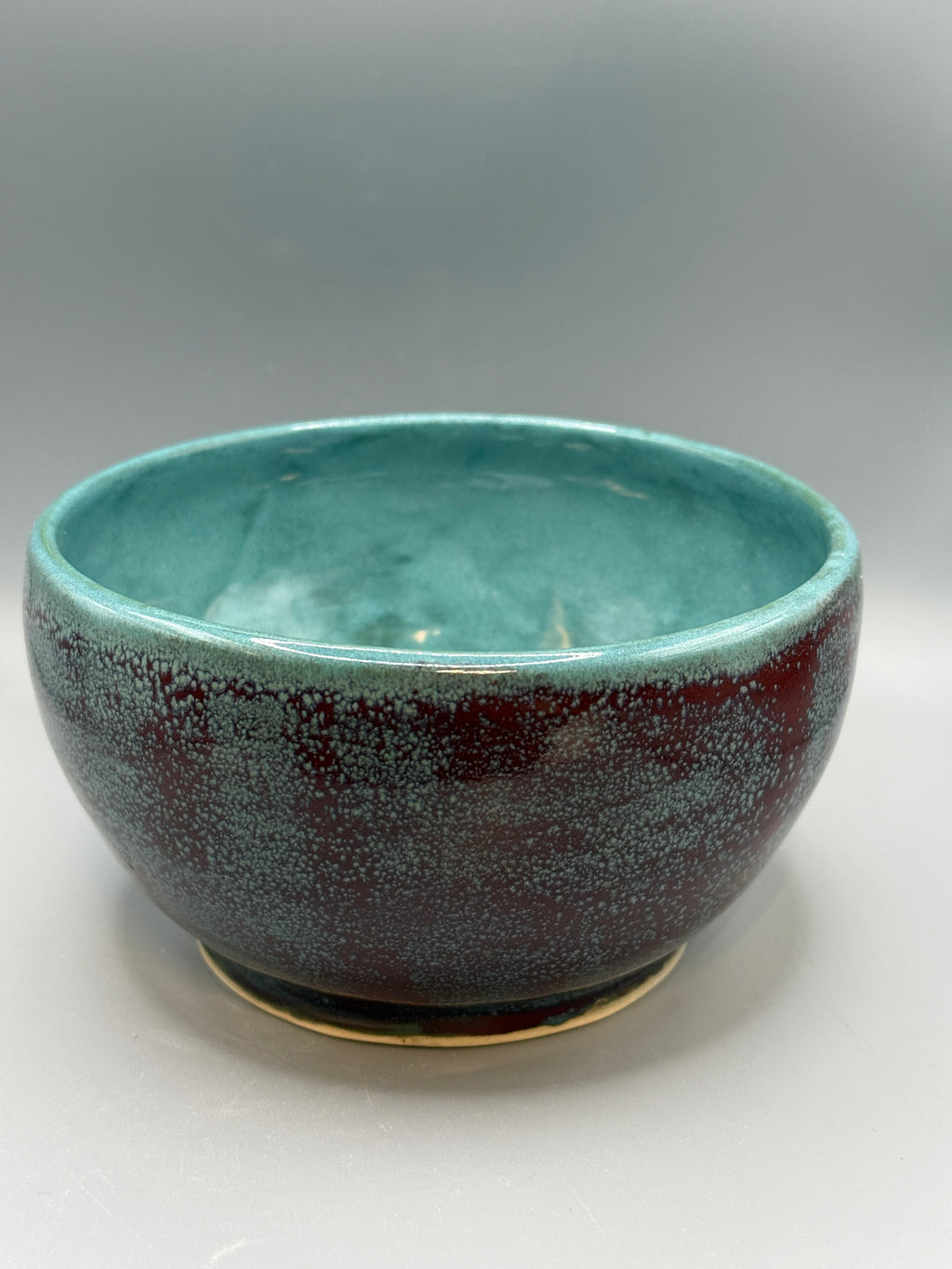 Copper Reef Bowl — Turquoise & Oxblood Stoneware, 5.5" x 3.5"
