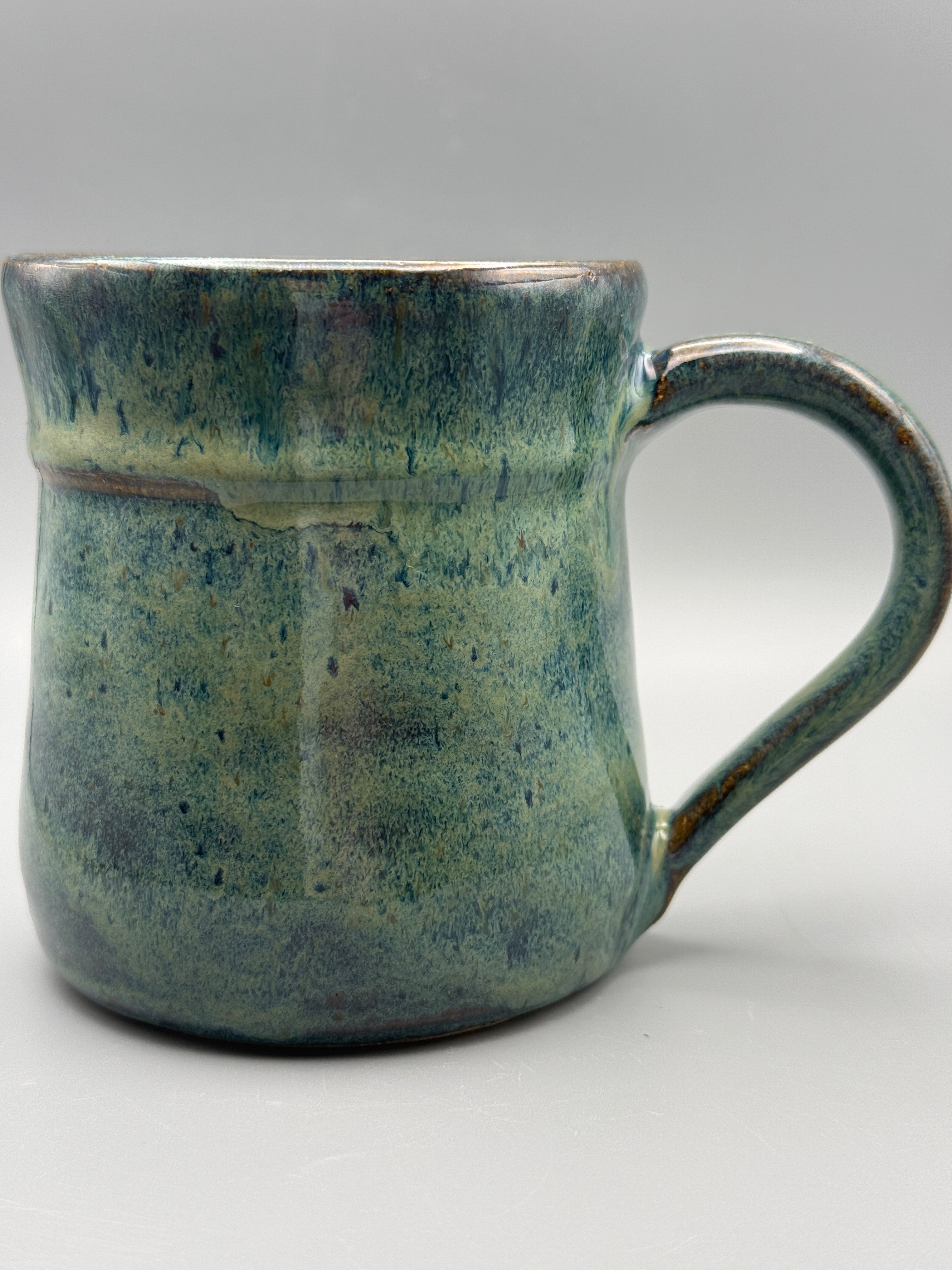 River Fern Mug - Mossy Green and Blue, Handmade 10-12 oz