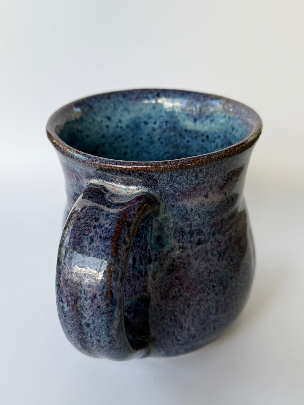 Handmade Purple and Blue Speckled stoneware Mug 10-12 oz