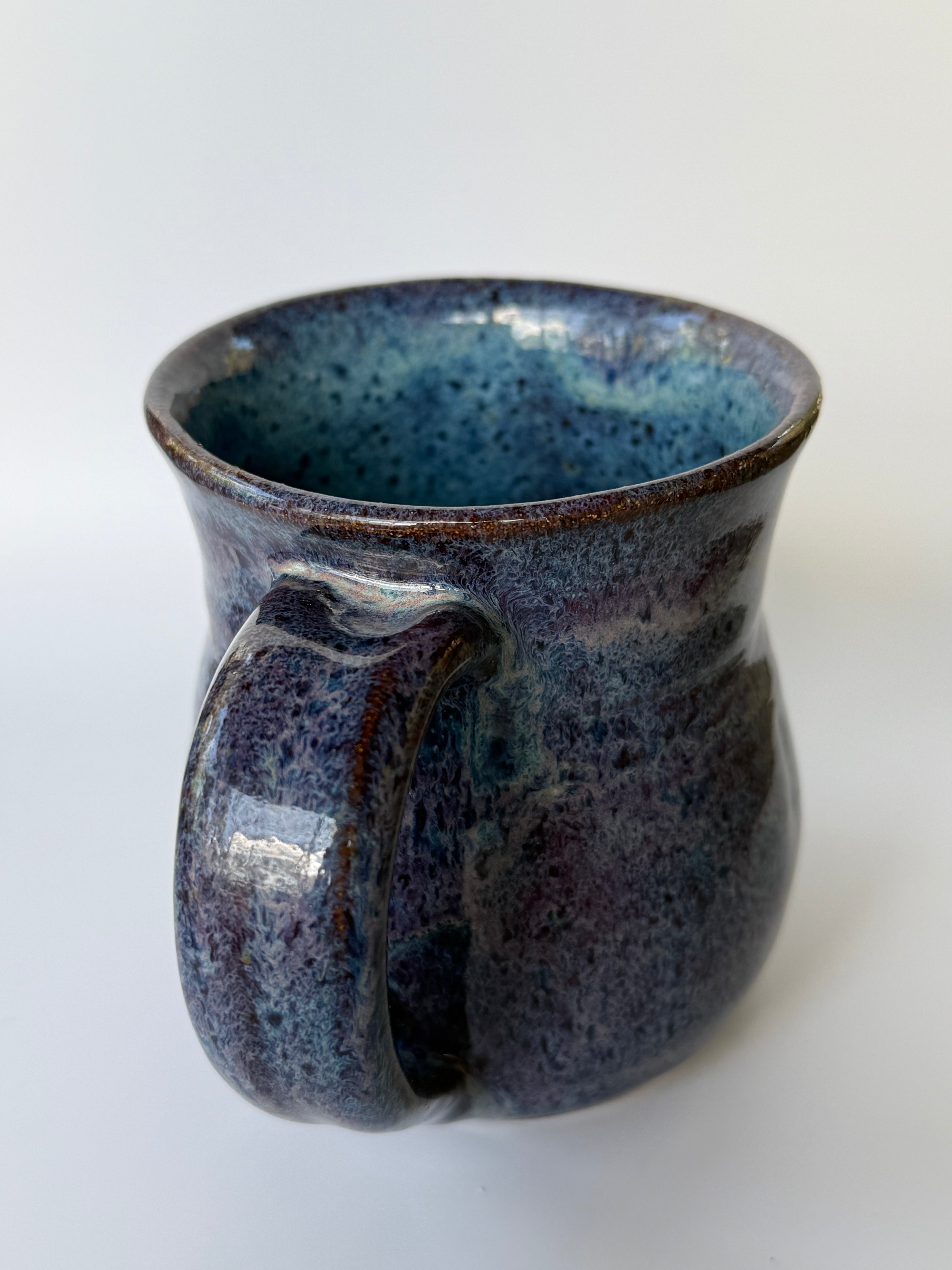 Handmade Purple and Blue Speckled stoneware Mug 10-12 oz