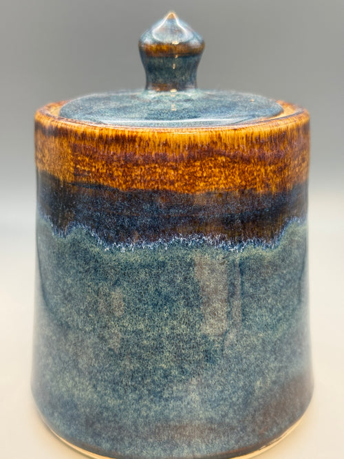 Amber Squall Jar – Small Handmade Stoneware Lidded Jar
