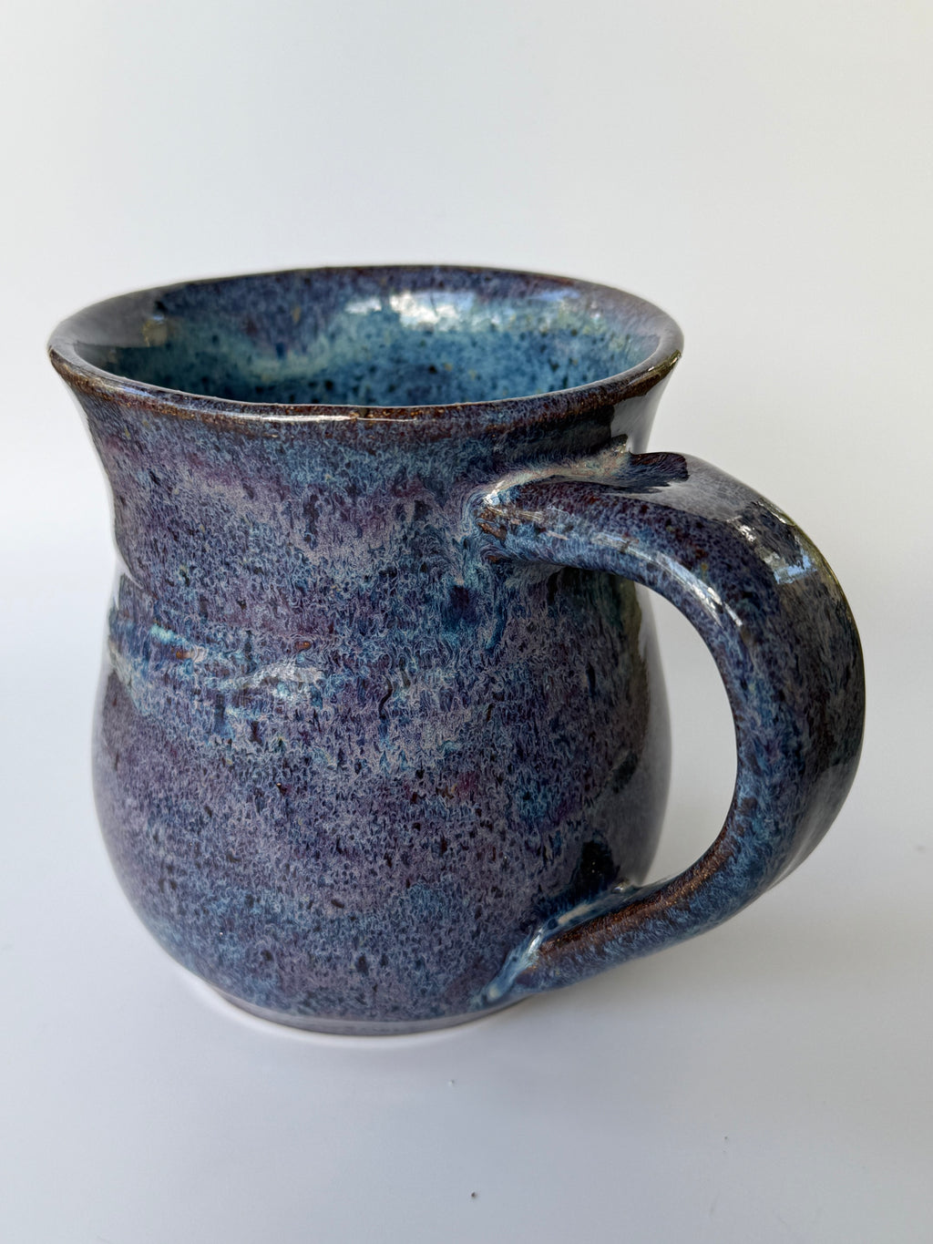Handmade Purple and Blue Speckled stoneware Mug 10-12 oz