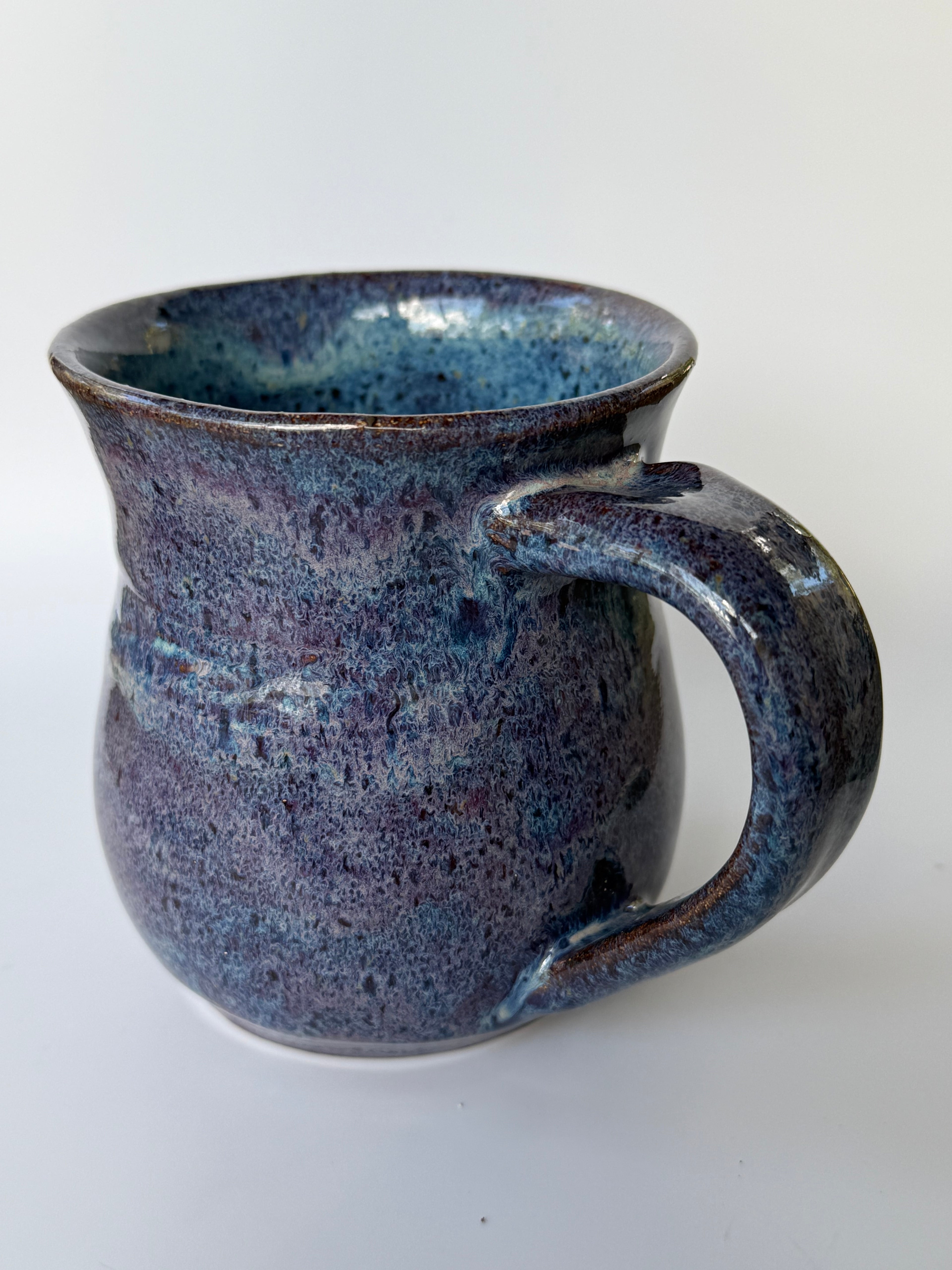 Handmade Purple and Blue Speckled stoneware Mug 10-12 oz