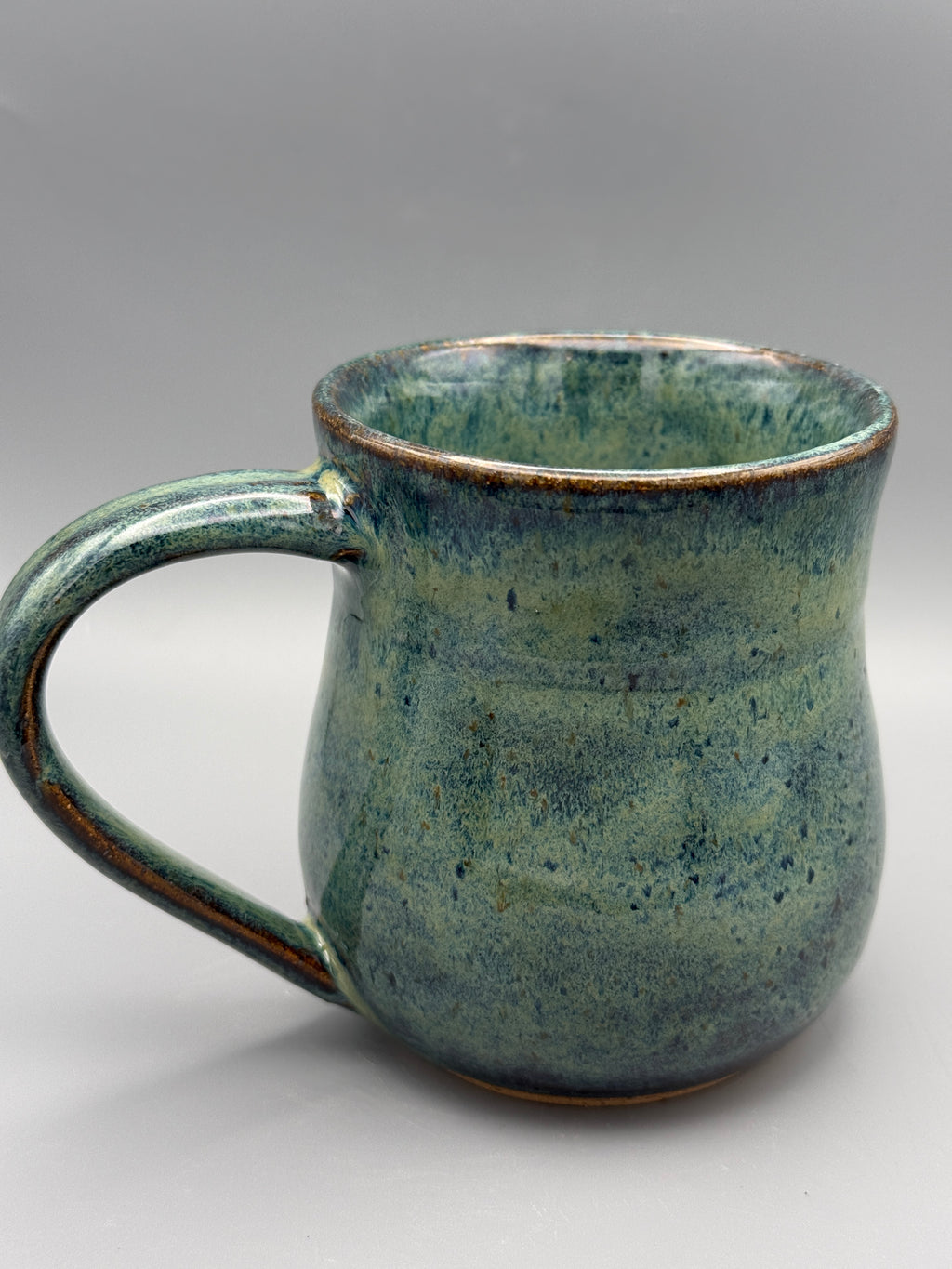 River Fern Hourglass Mug with Copper Rim - Handmade 10-12 oz