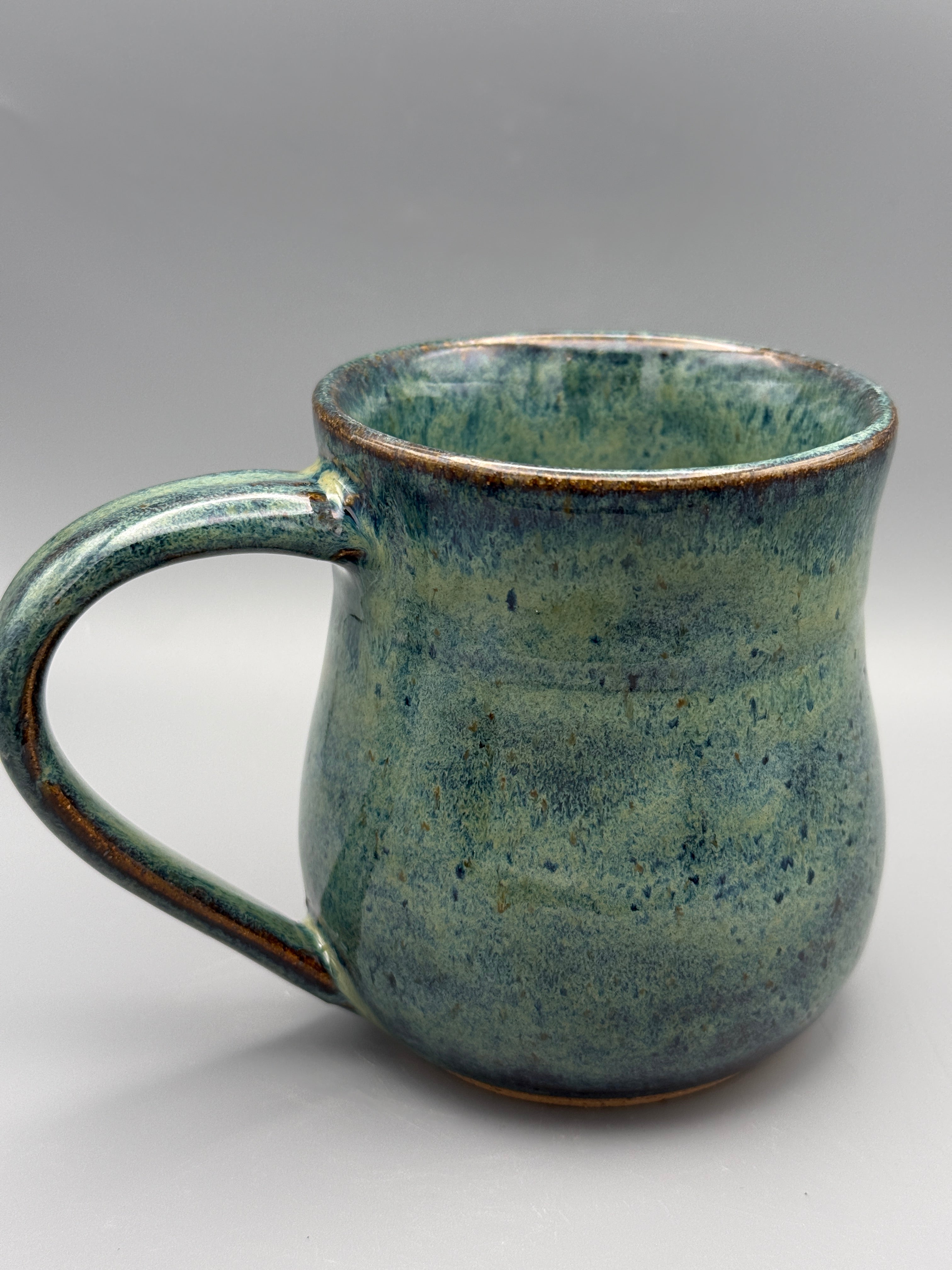 River Fern Hourglass Mug with Copper Rim - Handmade 10-12 oz