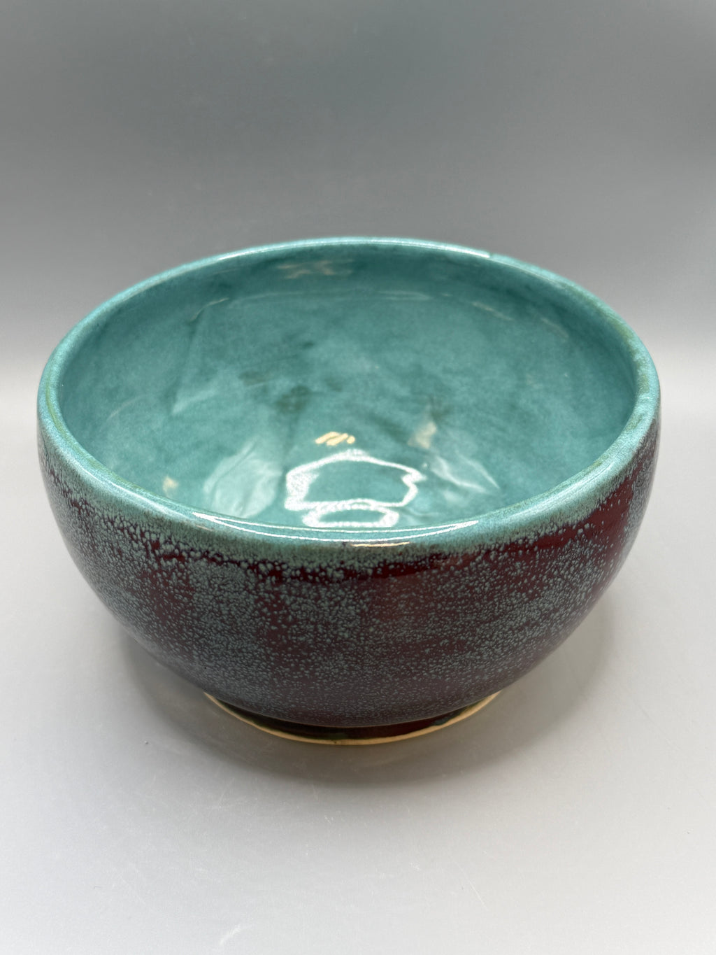 Copper Reef Bowl — Turquoise & Oxblood Stoneware, 5.5" x 3.5"