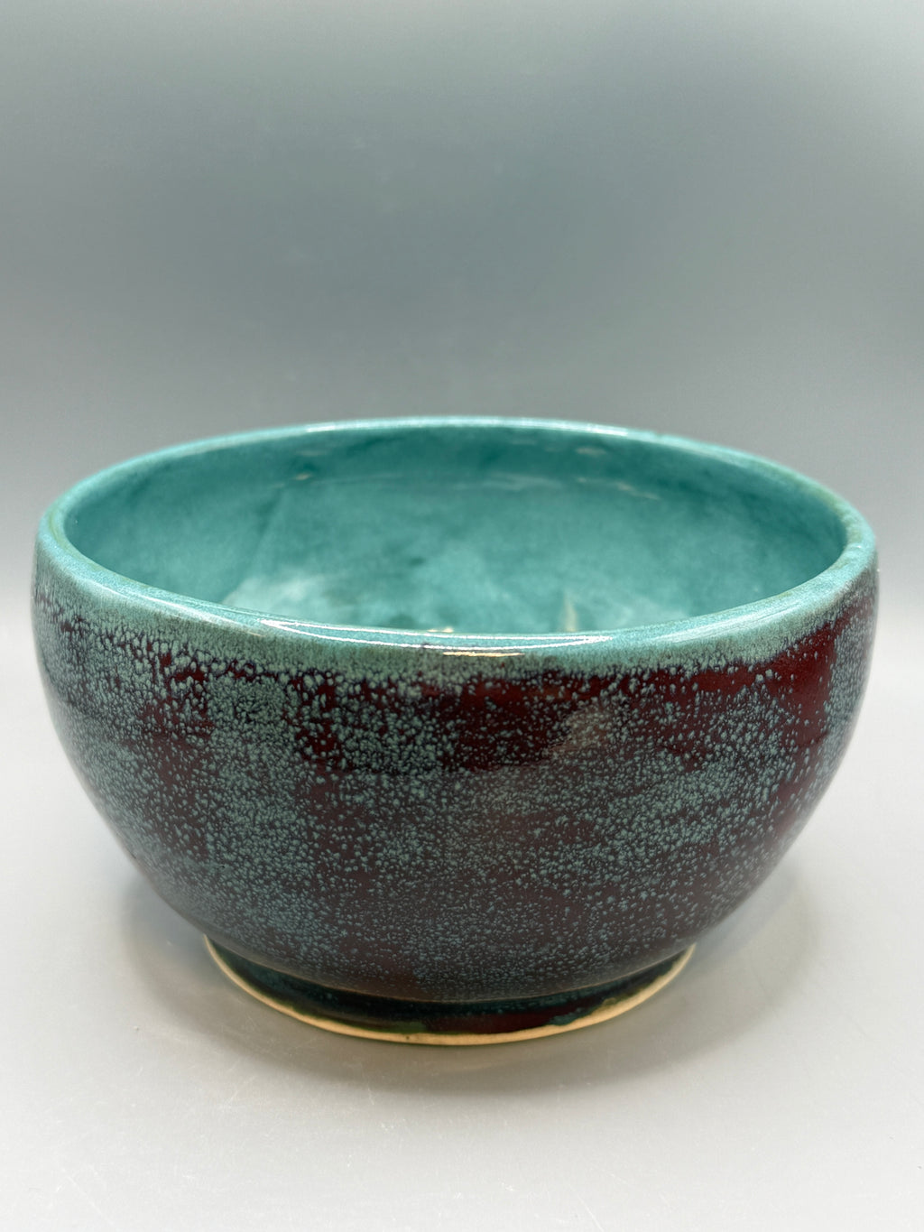Copper Reef Bowl — Turquoise & Oxblood Stoneware, 5.5" x 3.5"