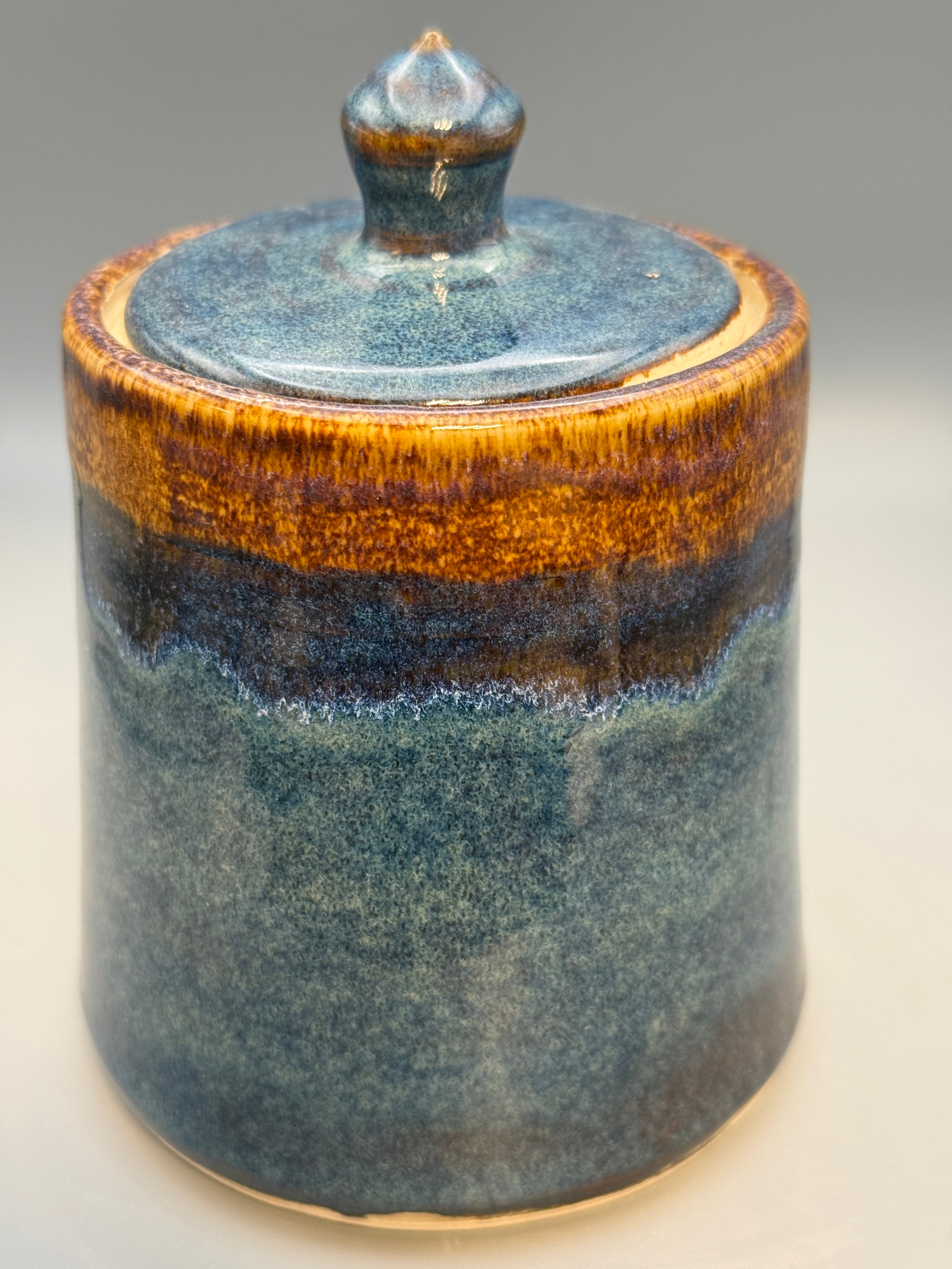 Amber Squall Jar – Small Handmade Stoneware Lidded Jar