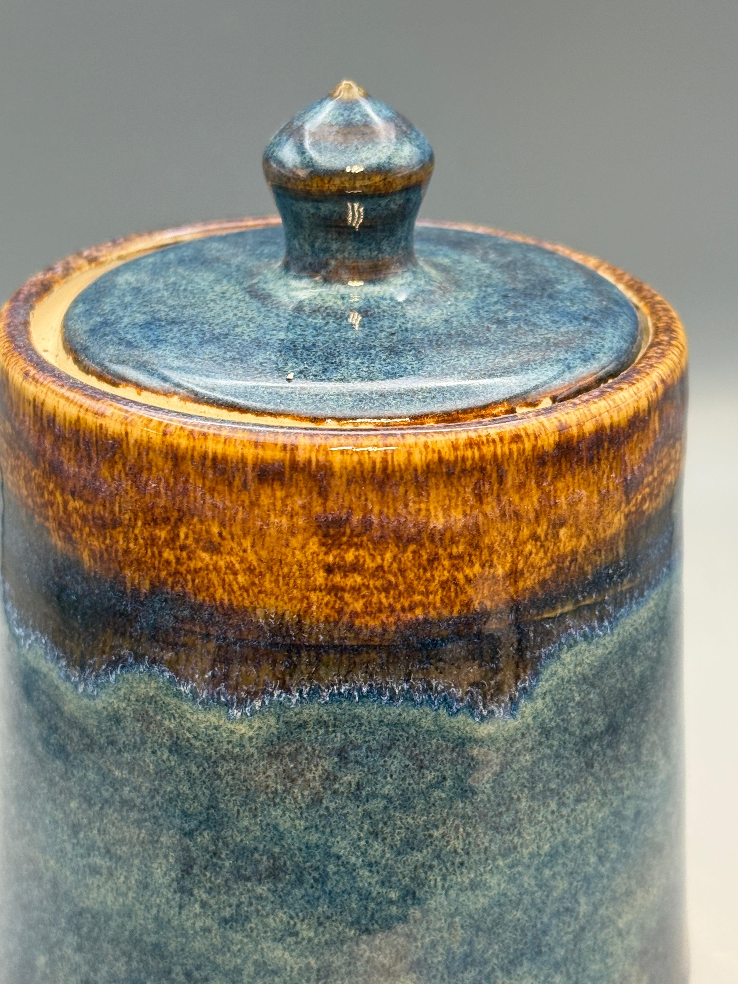 Amber Squall Jar – Small Handmade Stoneware Lidded Jar