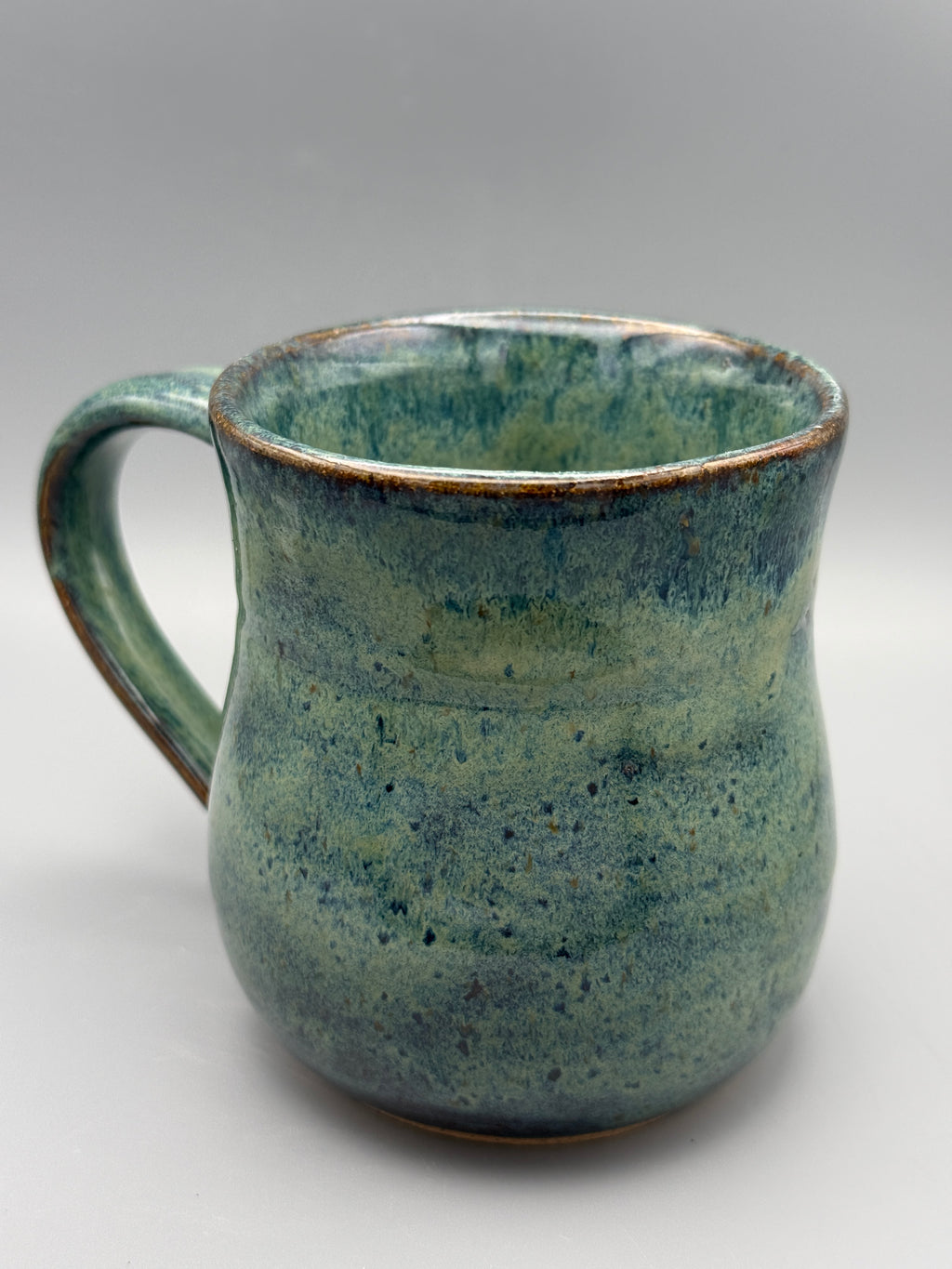 River Fern Hourglass Mug with Copper Rim - Handmade 10-12 oz