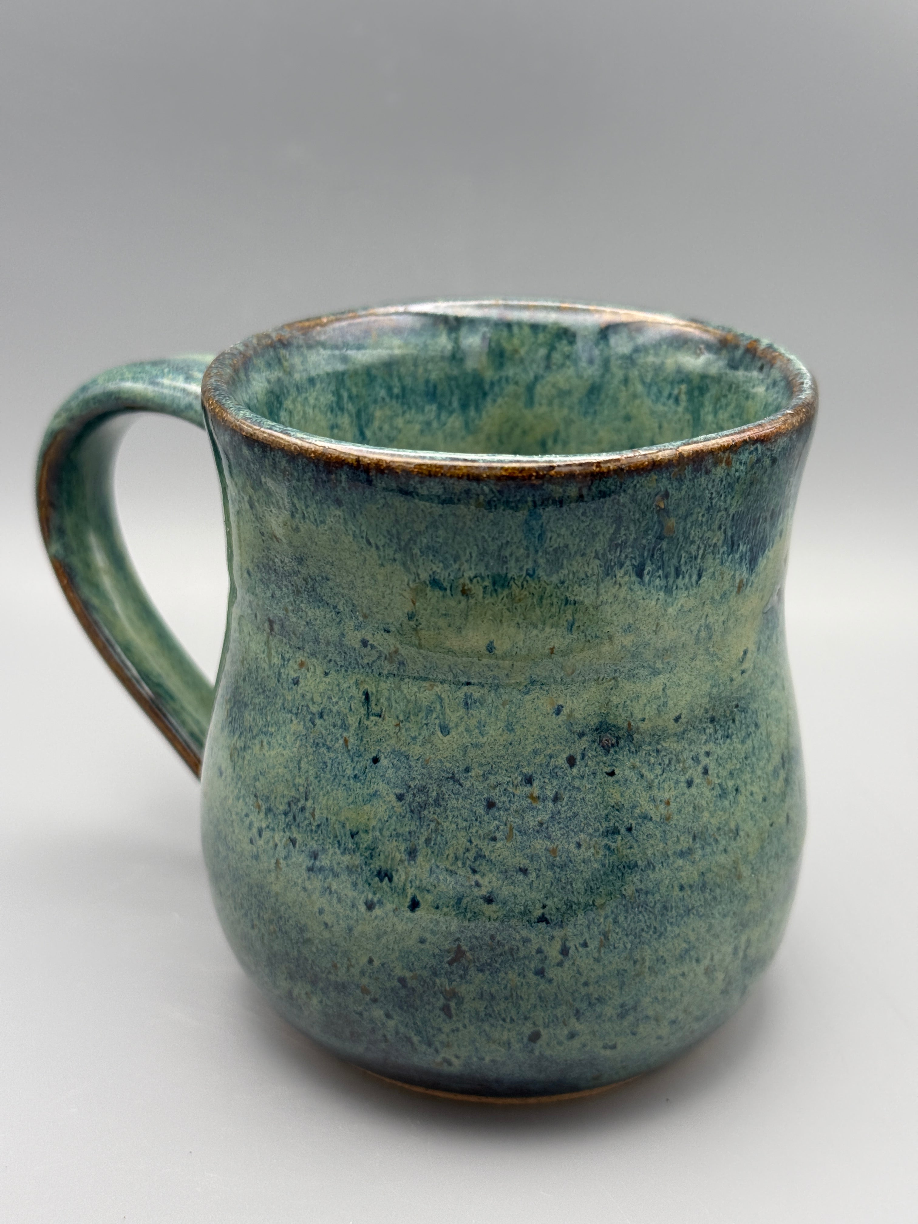 River Fern Hourglass Mug with Copper Rim - Handmade 10-12 oz