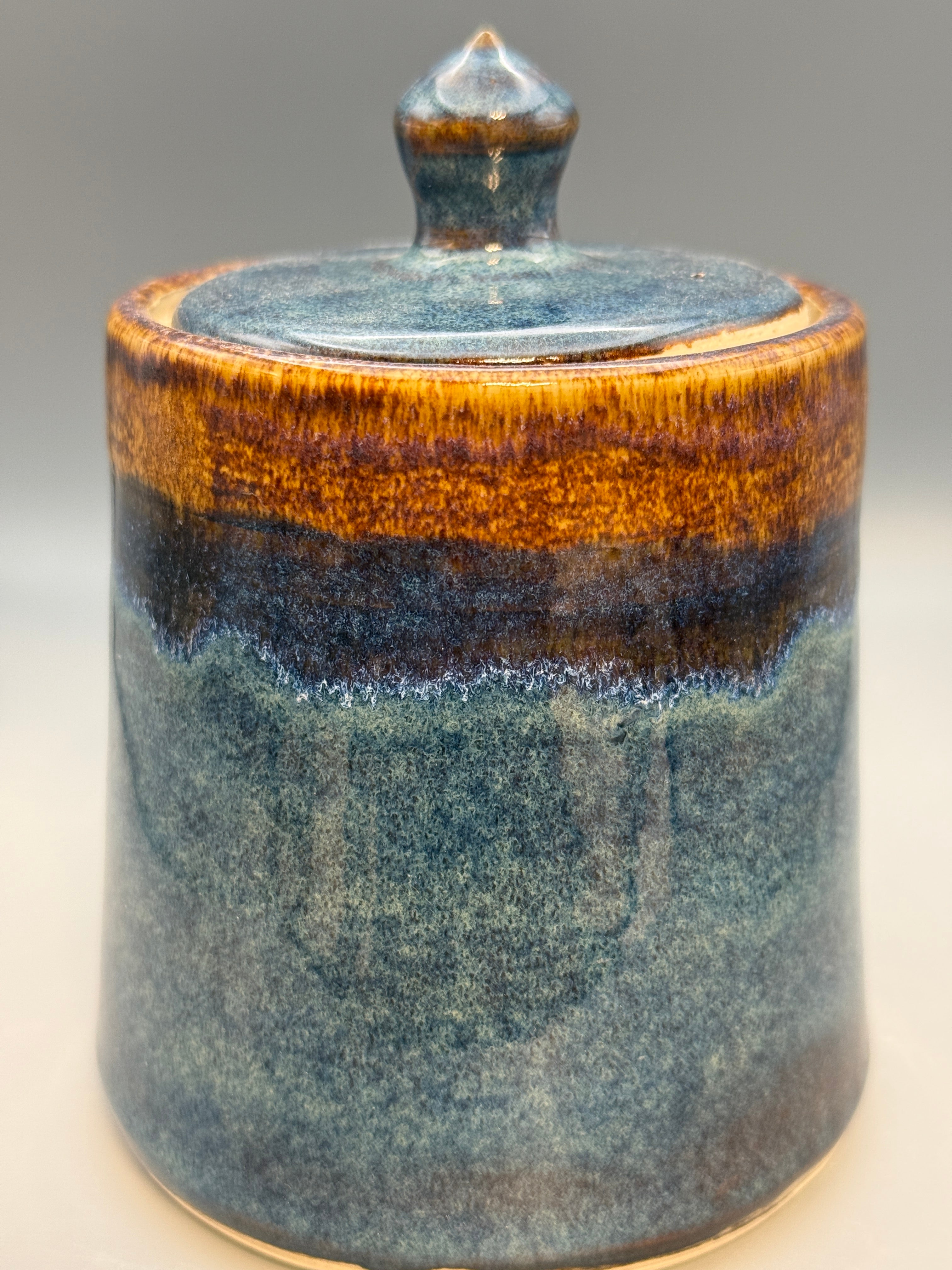 Amber Squall Jar – Small Handmade Stoneware Lidded Jar