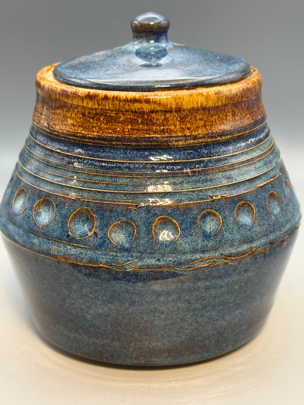 Amber Squall Jar – Medium 30 oz Handmade Stoneware Lidded Jar