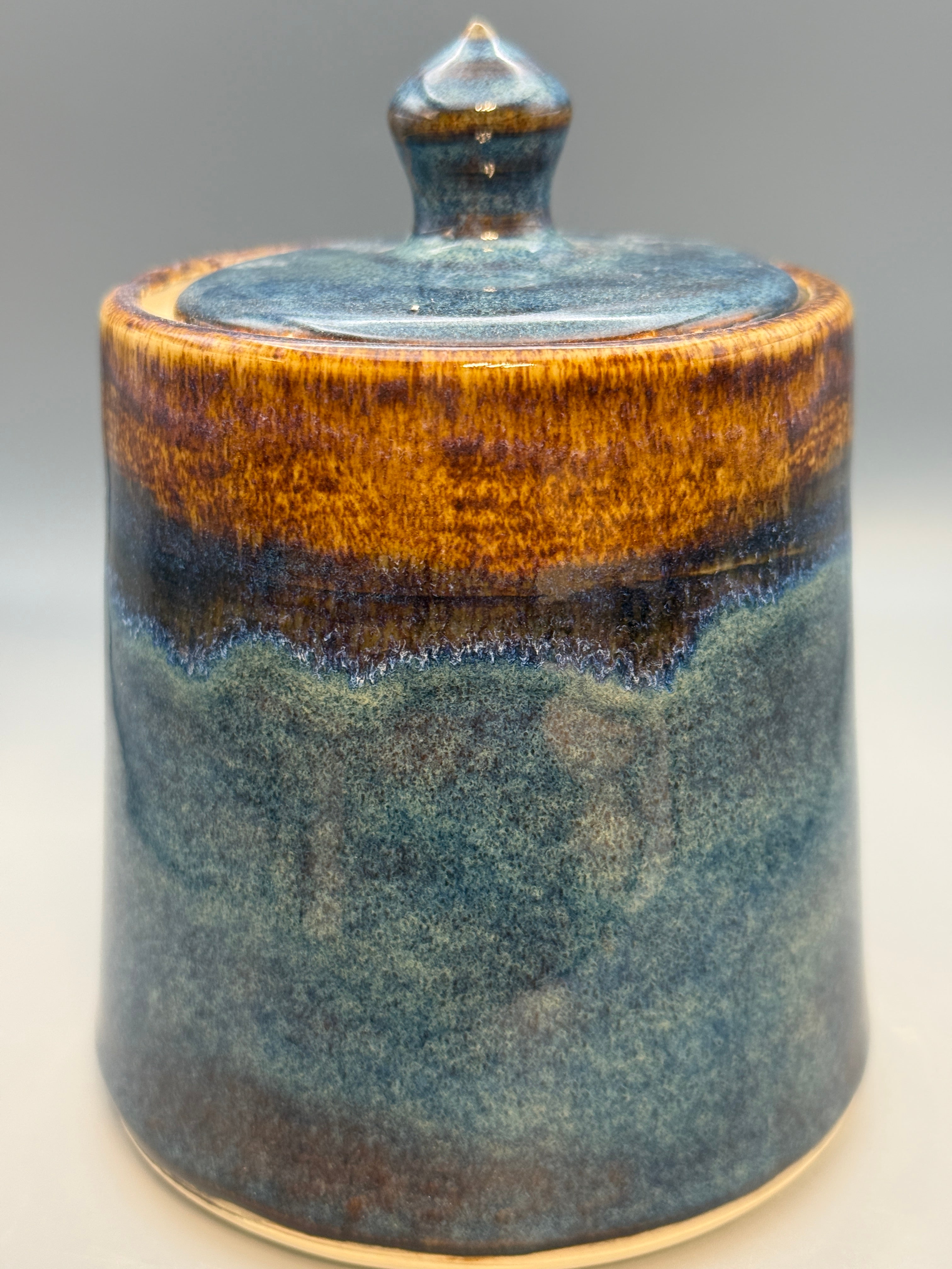 Amber Squall Jar – Small Handmade Stoneware Lidded Jar
