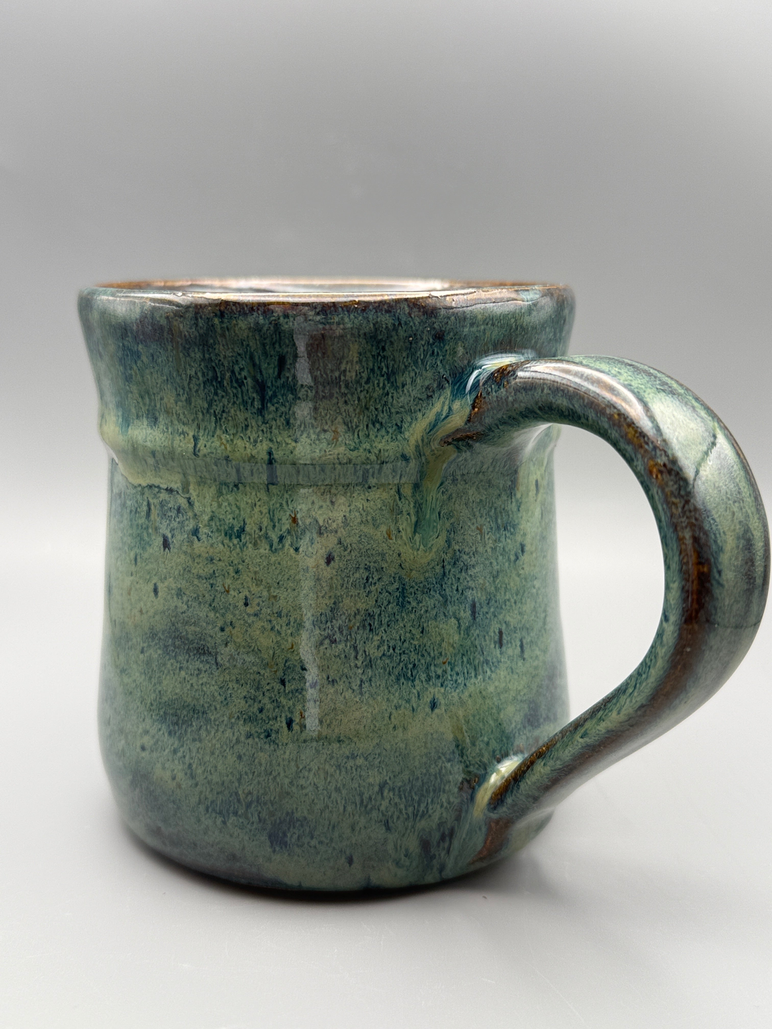 River Fern Mug - Mossy Green and Blue, Handmade 10-12 oz