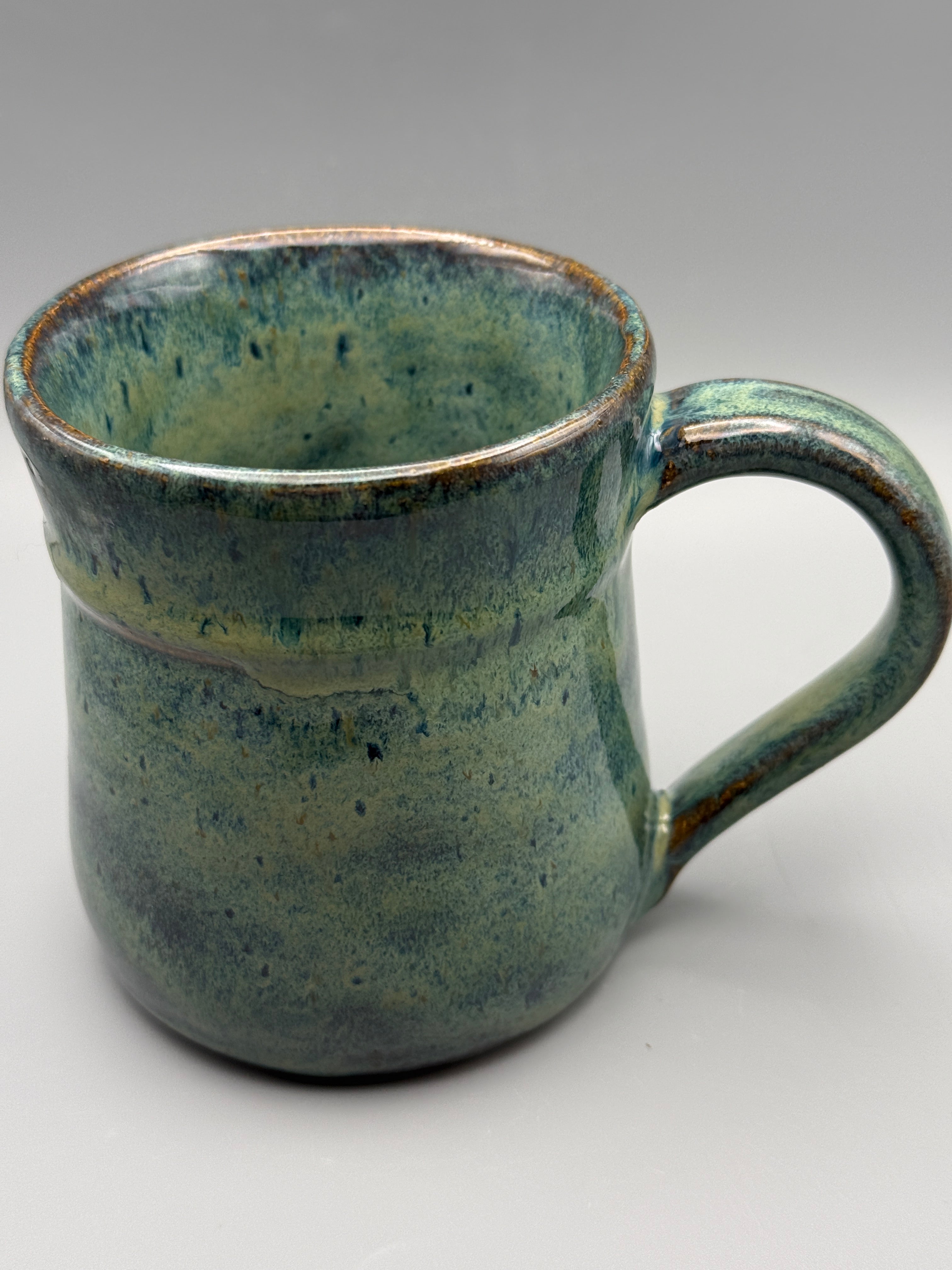 River Fern Mug - Mossy Green and Blue, Handmade 10-12 oz