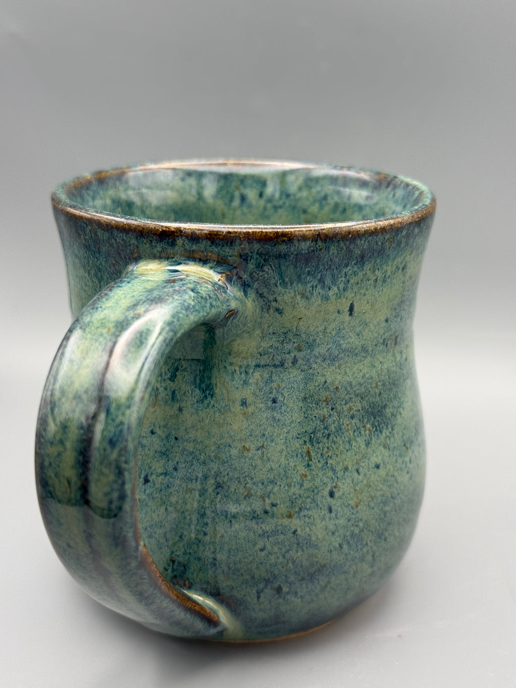 River Fern Hourglass Mug with Copper Rim - Handmade 10-12 oz