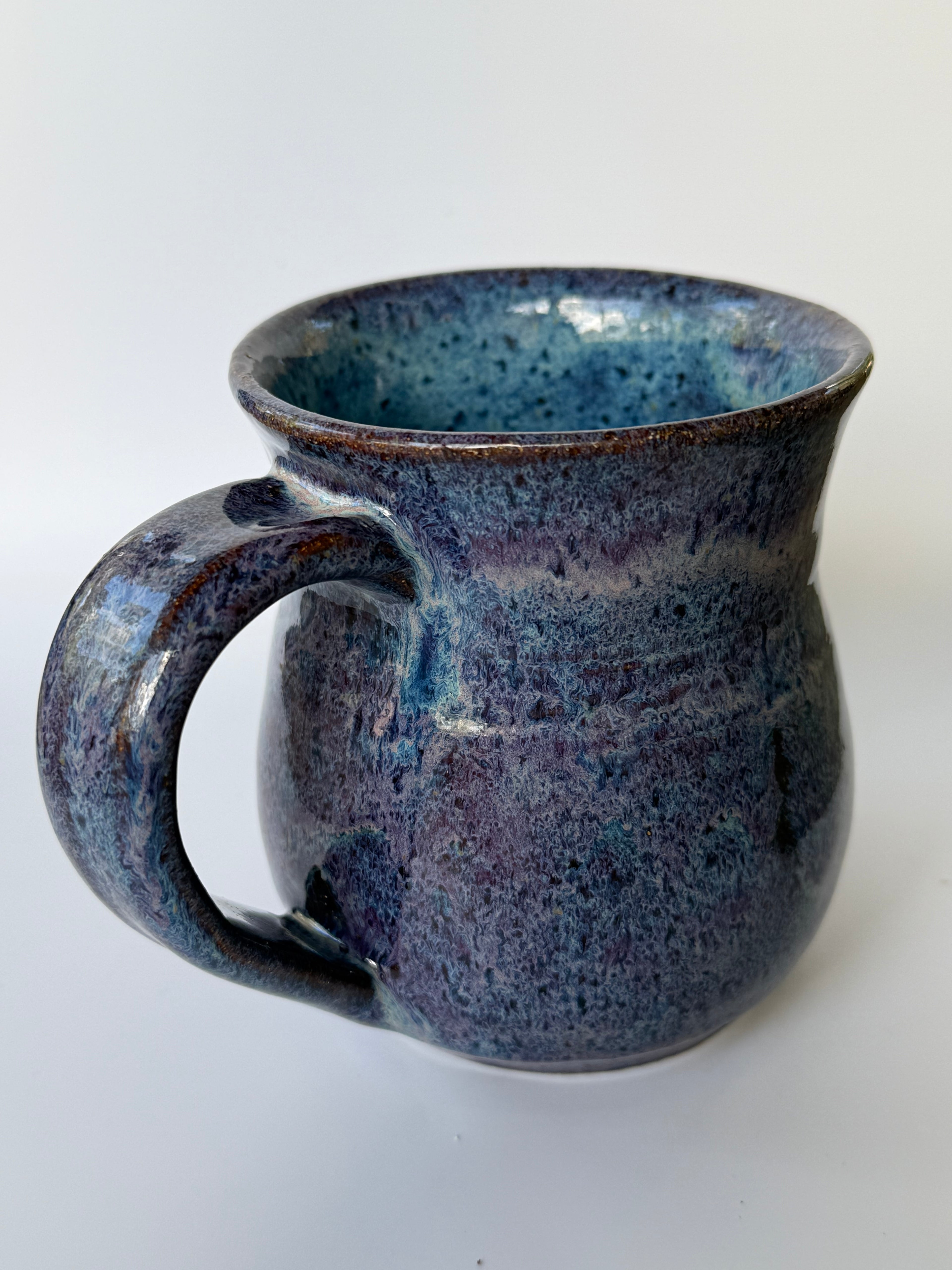 Handmade Purple and Blue Speckled stoneware Mug 10-12 oz