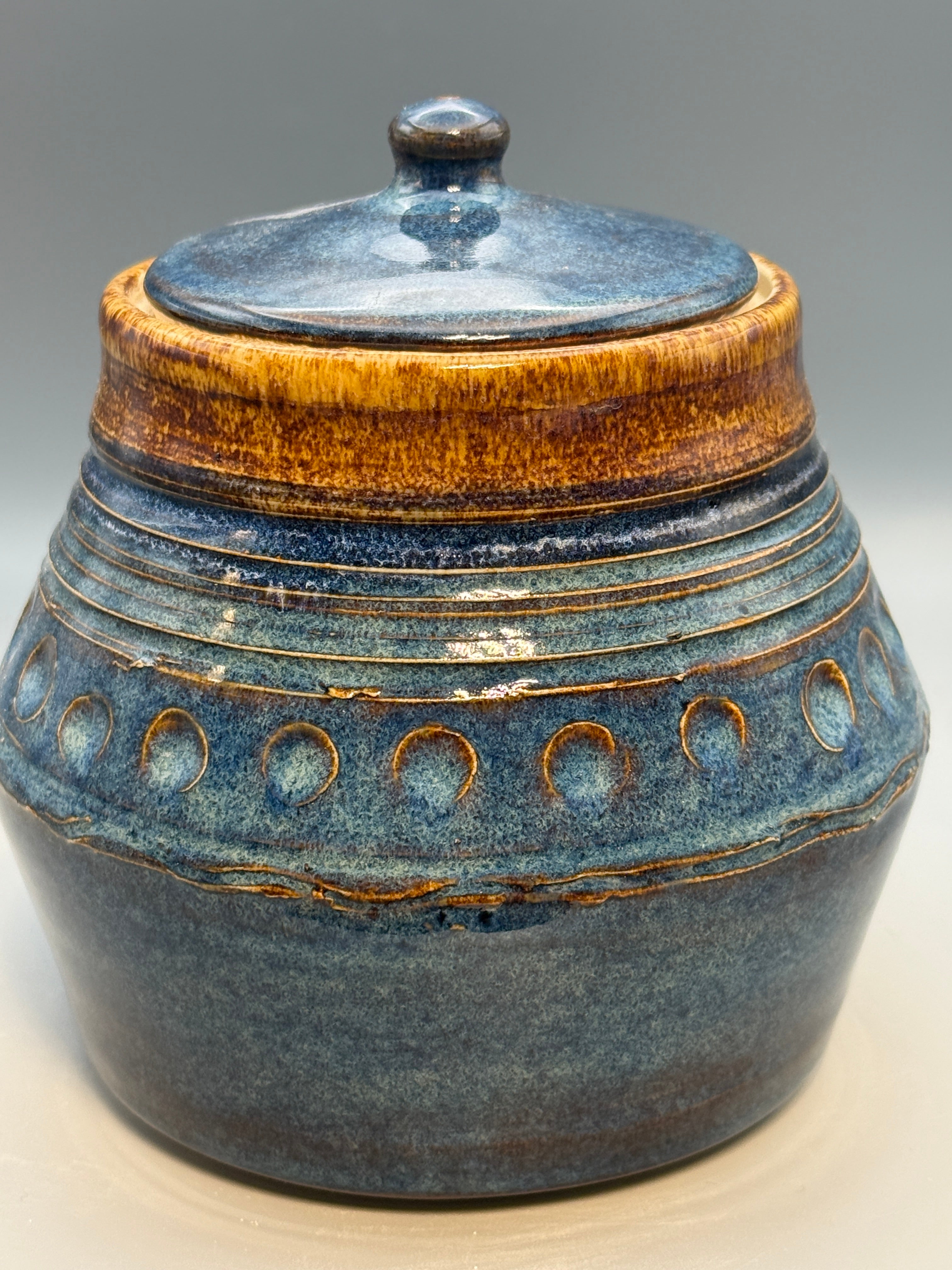 Amber Squall Jar – Medium 30 oz Handmade Stoneware Lidded Jar