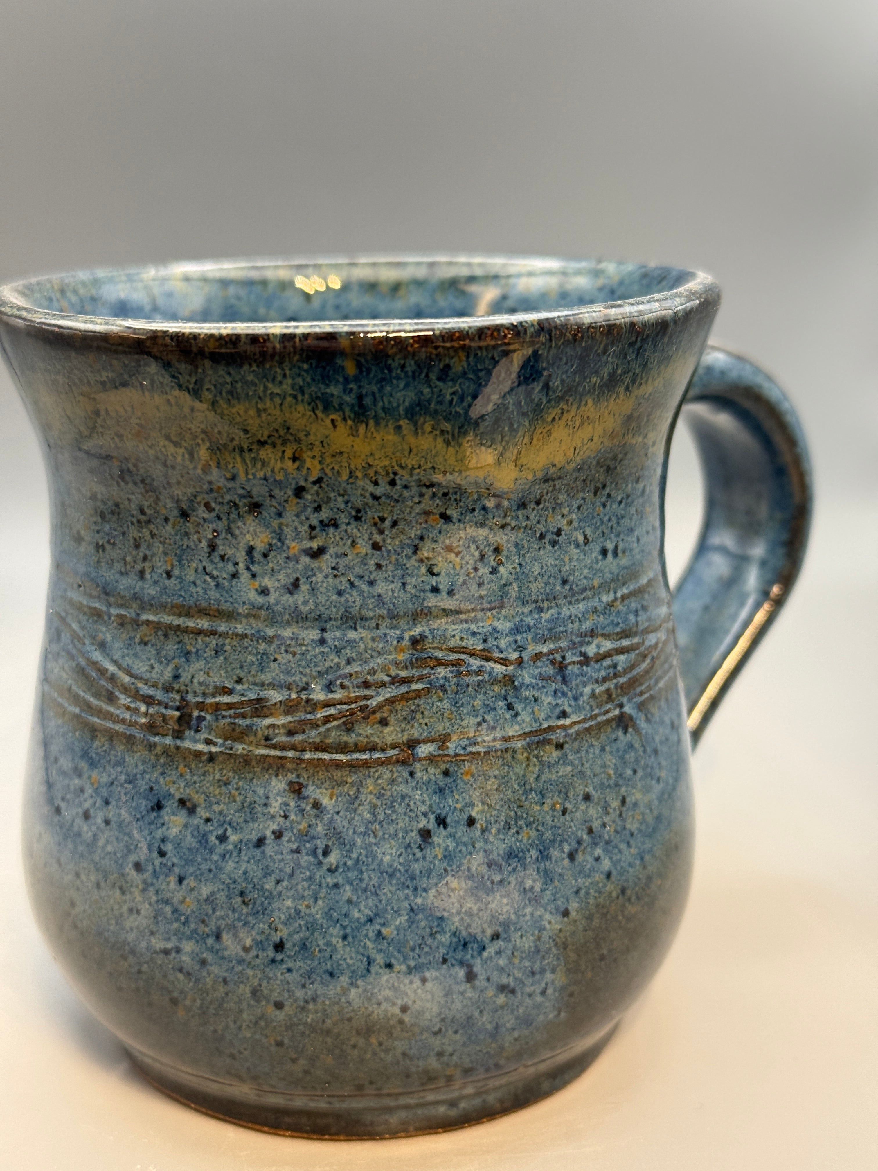Speckled Blue Mug handmade 10-12 oz