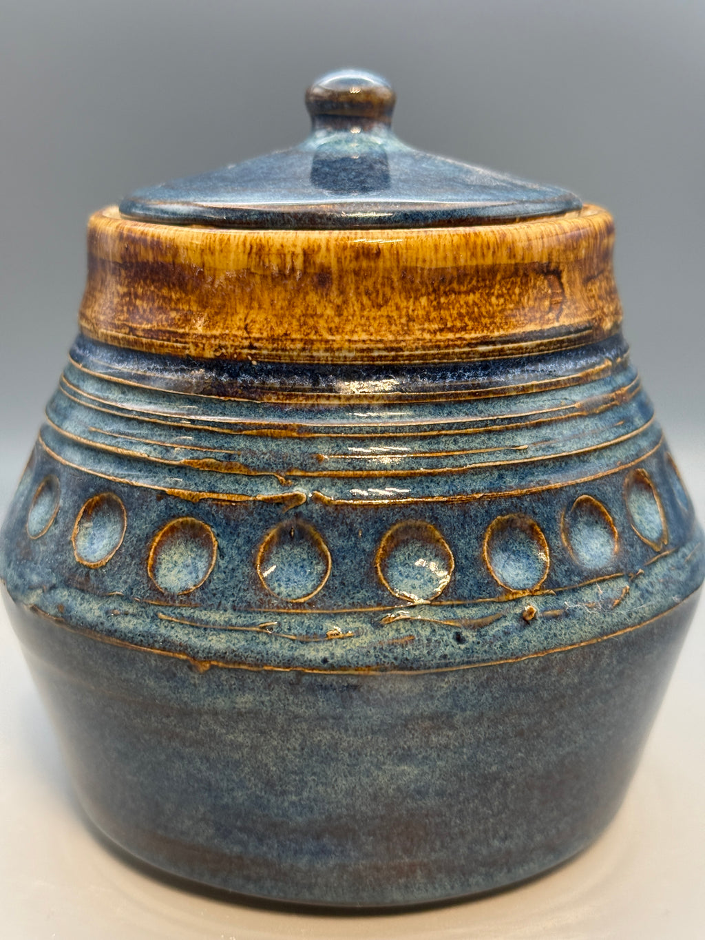 Amber Squall Jar – Medium 30 oz Handmade Stoneware Lidded Jar