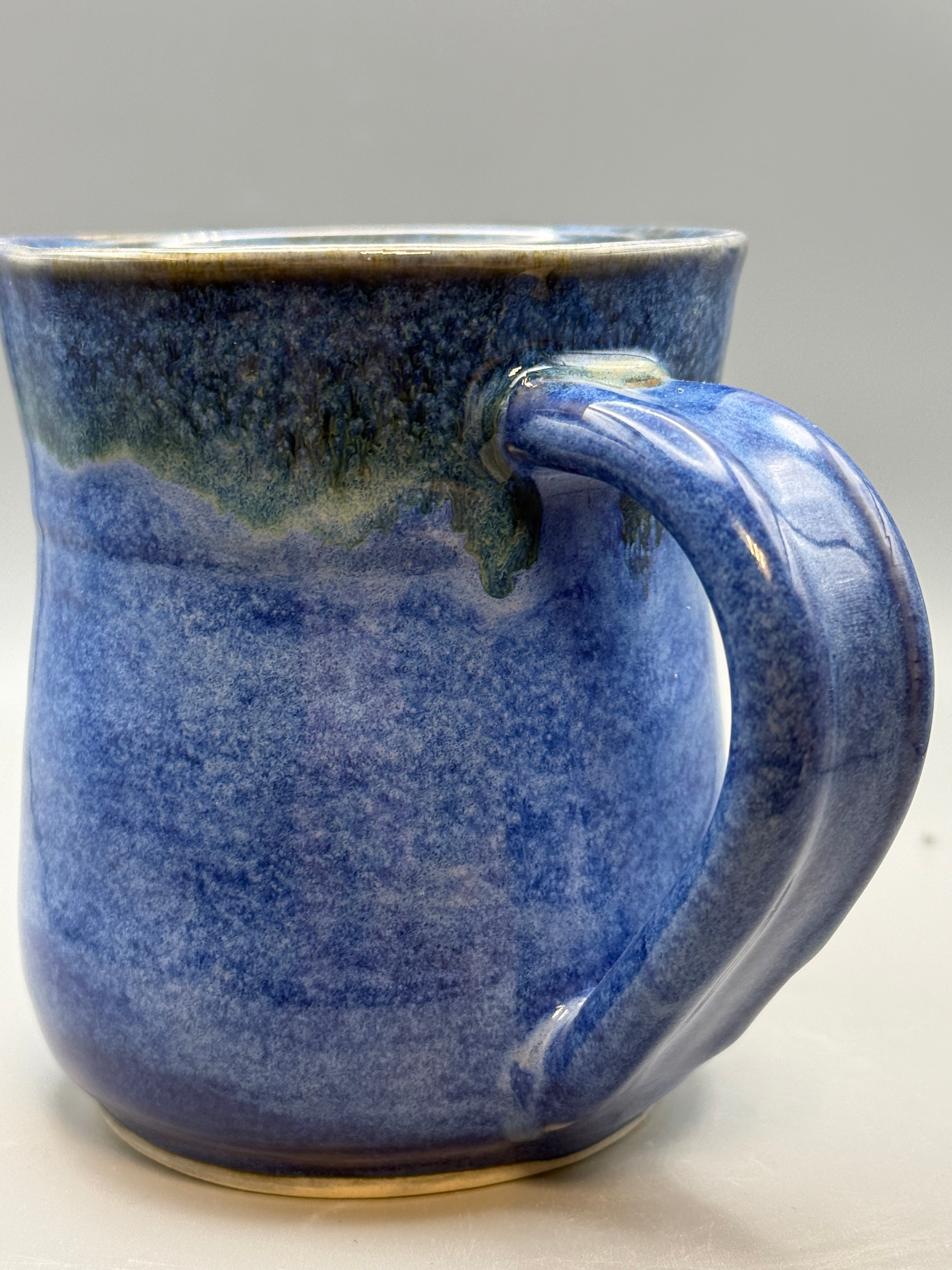 Blue Mug with Golden drips 10-12 oz