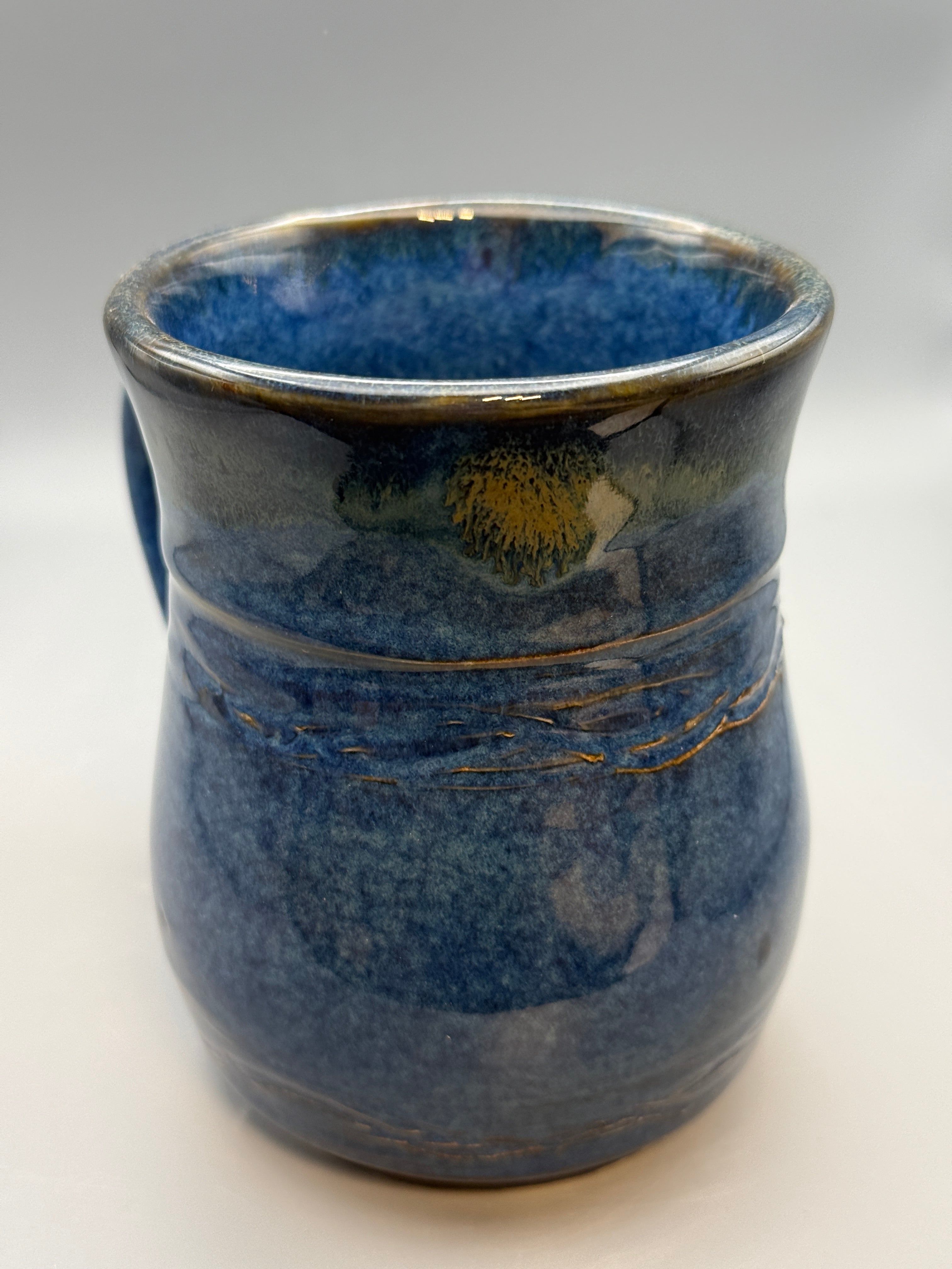 Sapphire Blue mug handmade 10-12 oz