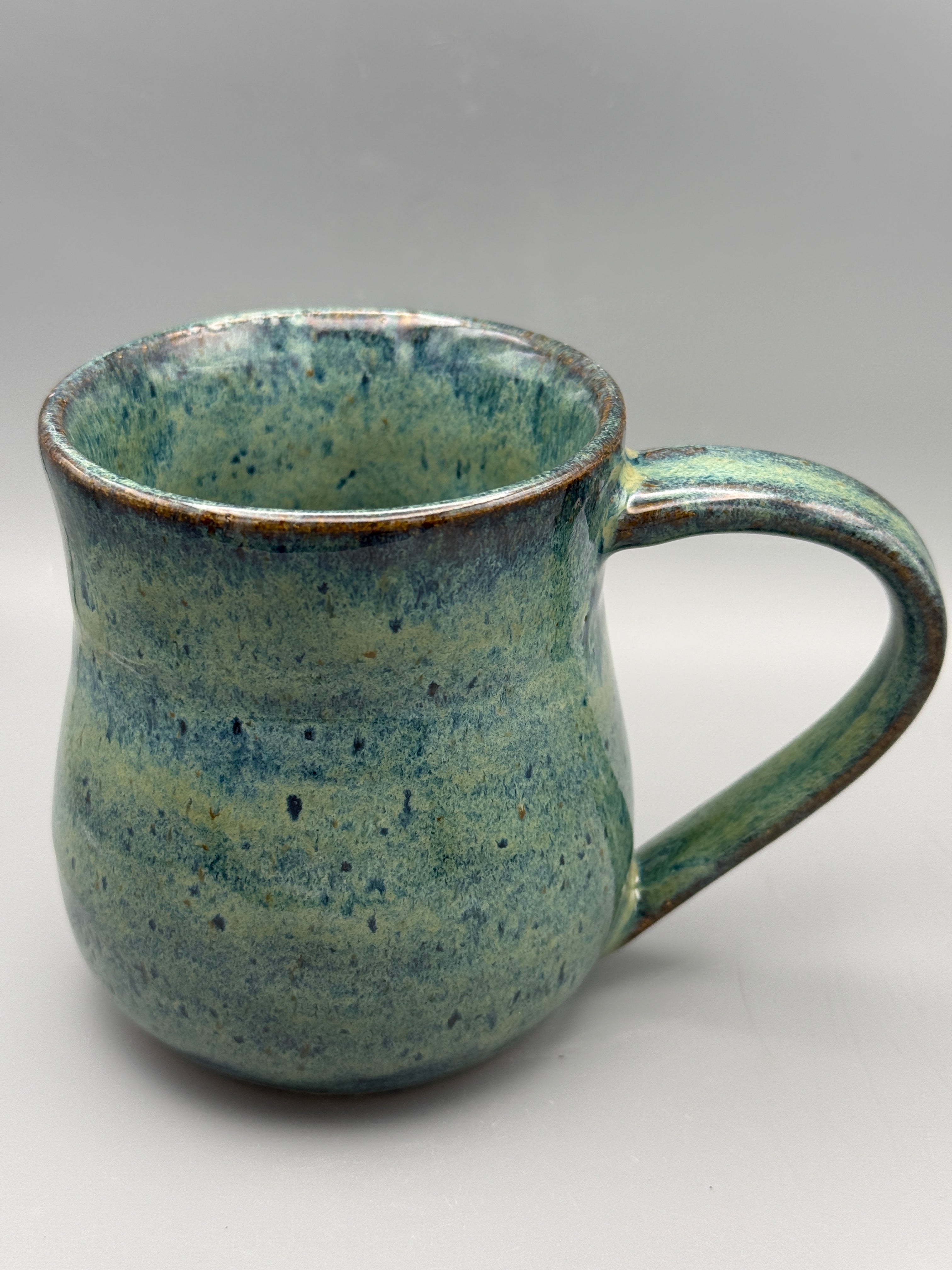 River Fern Hourglass Mug with Copper Rim - Handmade 10-12 oz
