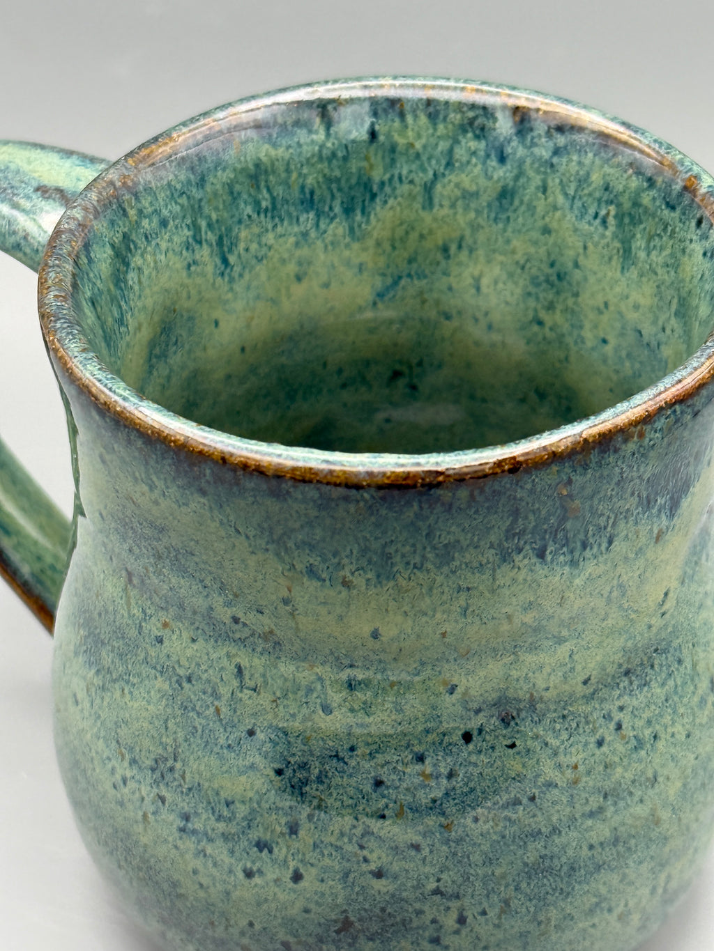 River Fern Hourglass Mug with Copper Rim - Handmade 10-12 oz
