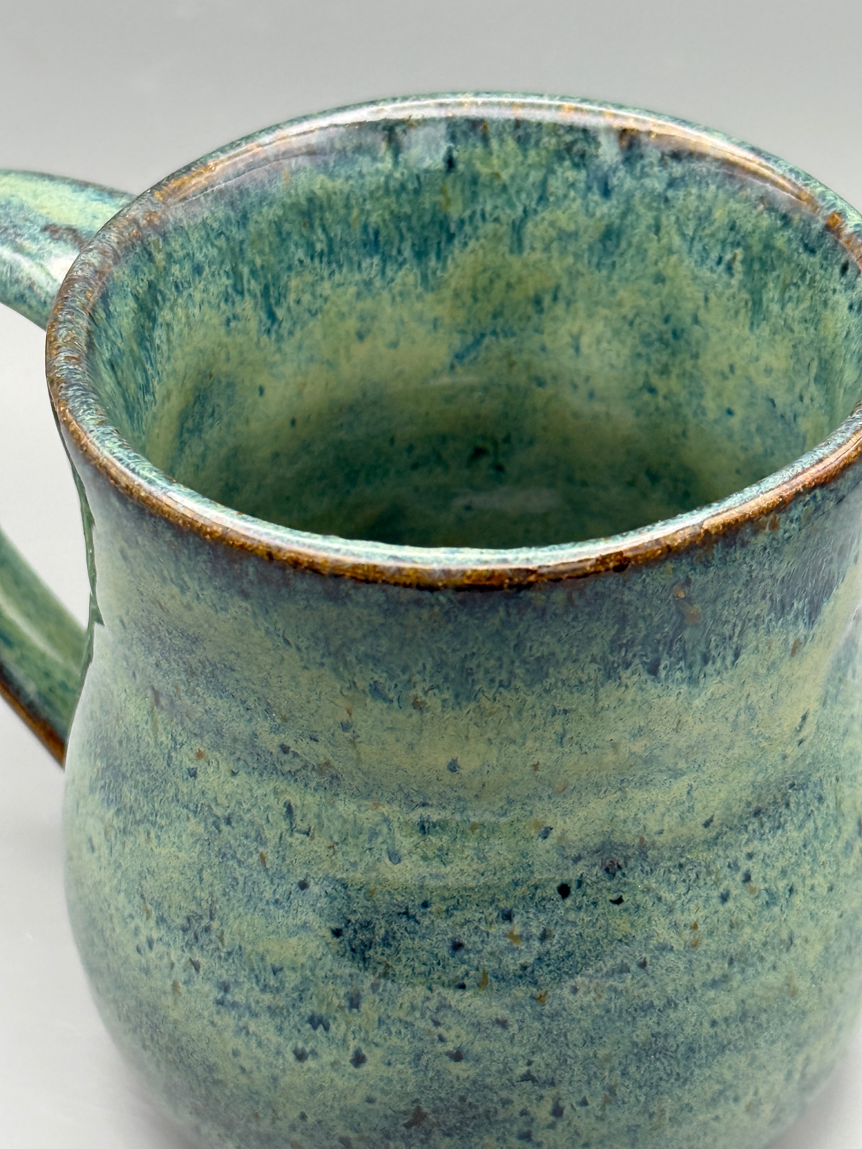 River Fern Hourglass Mug with Copper Rim - Handmade 10-12 oz