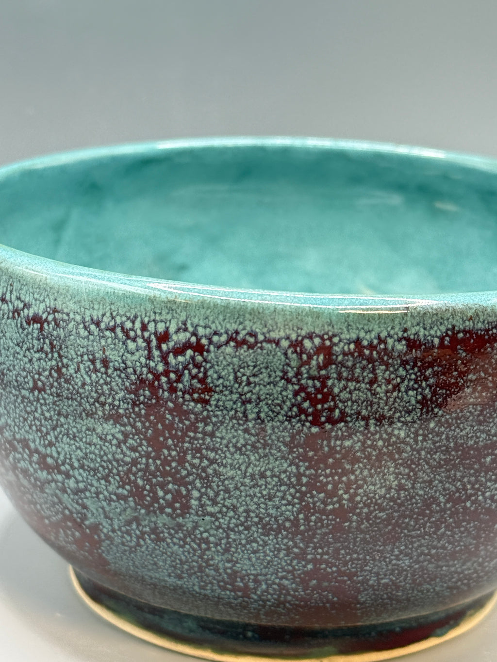 Copper Reef Bowl — Turquoise & Oxblood Stoneware, 5.5" x 3.5"