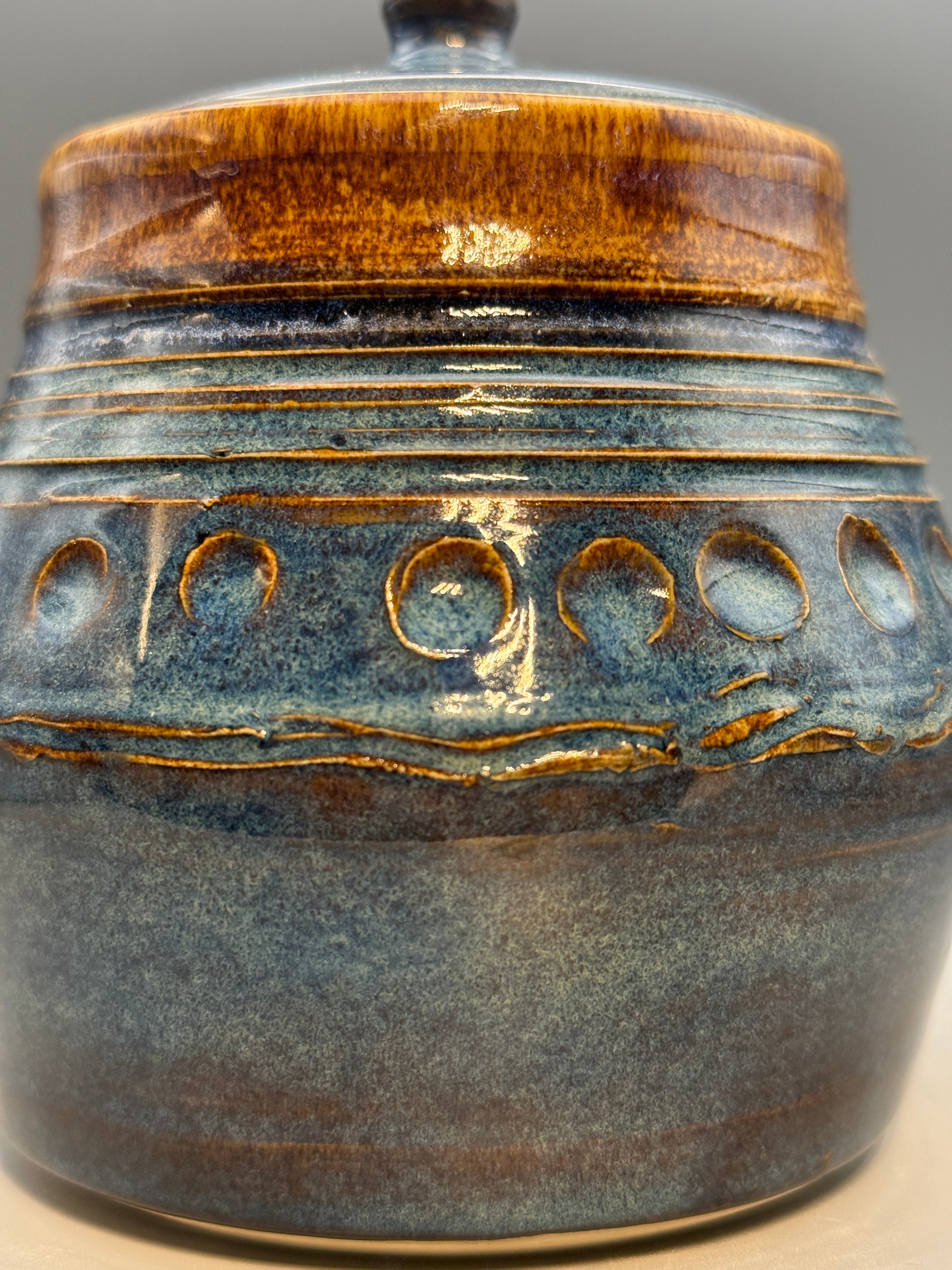 Amber Squall Jar – Medium 30 oz Handmade Stoneware Lidded Jar