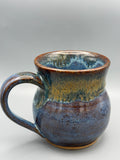 Amber Horizon Mug — Handmade Stoneware in Plum, Blue & Honey 10-12 oz
