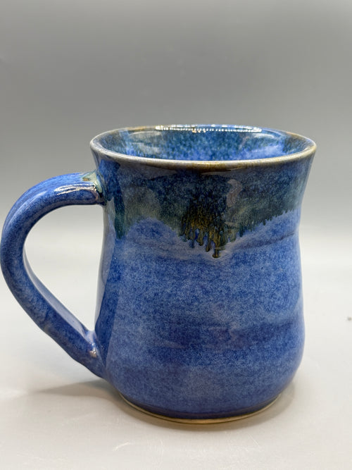 Blue Mug with Golden drips 10-12 oz