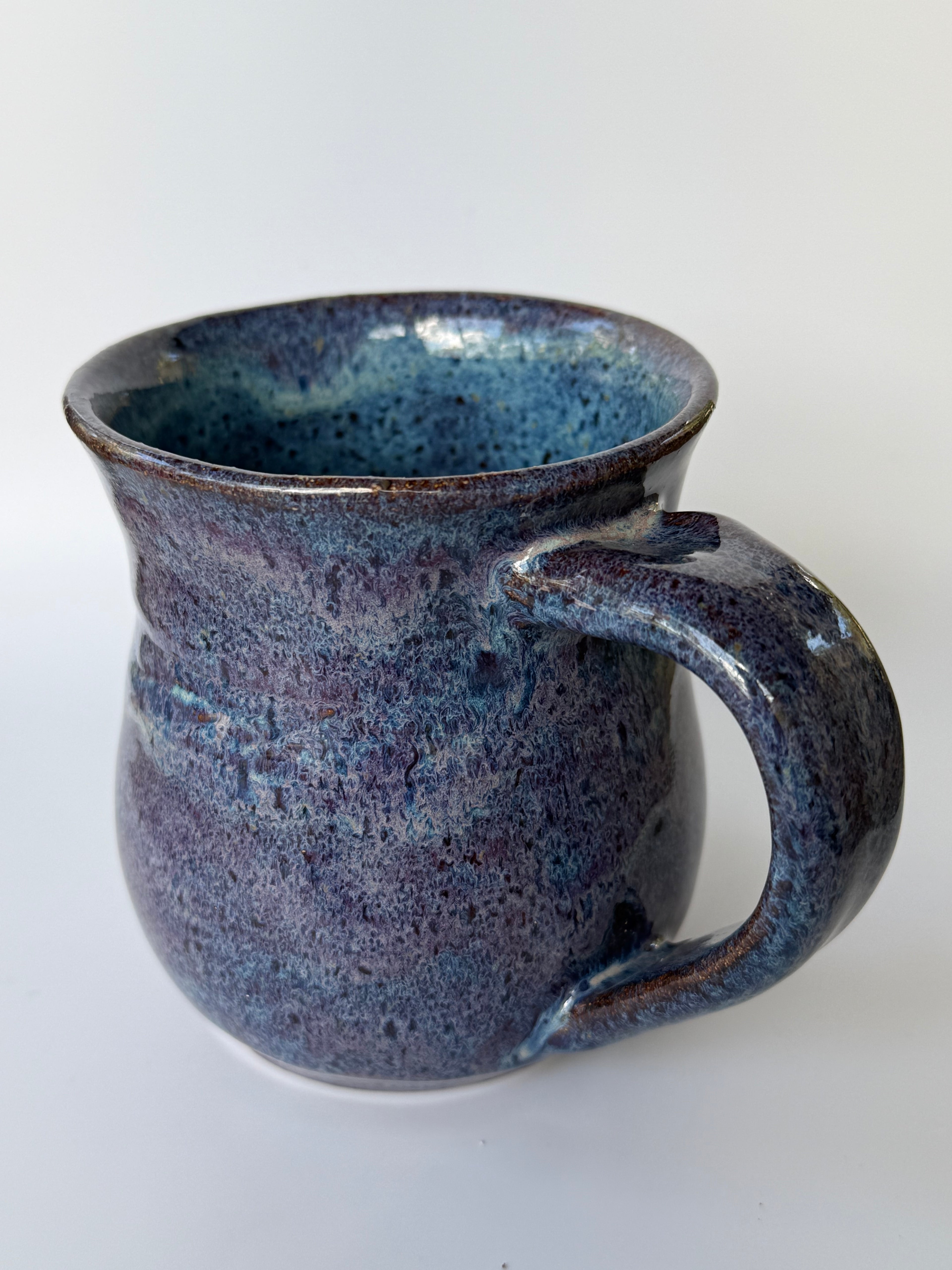 Handmade Purple and Blue Speckled stoneware Mug 10-12 oz