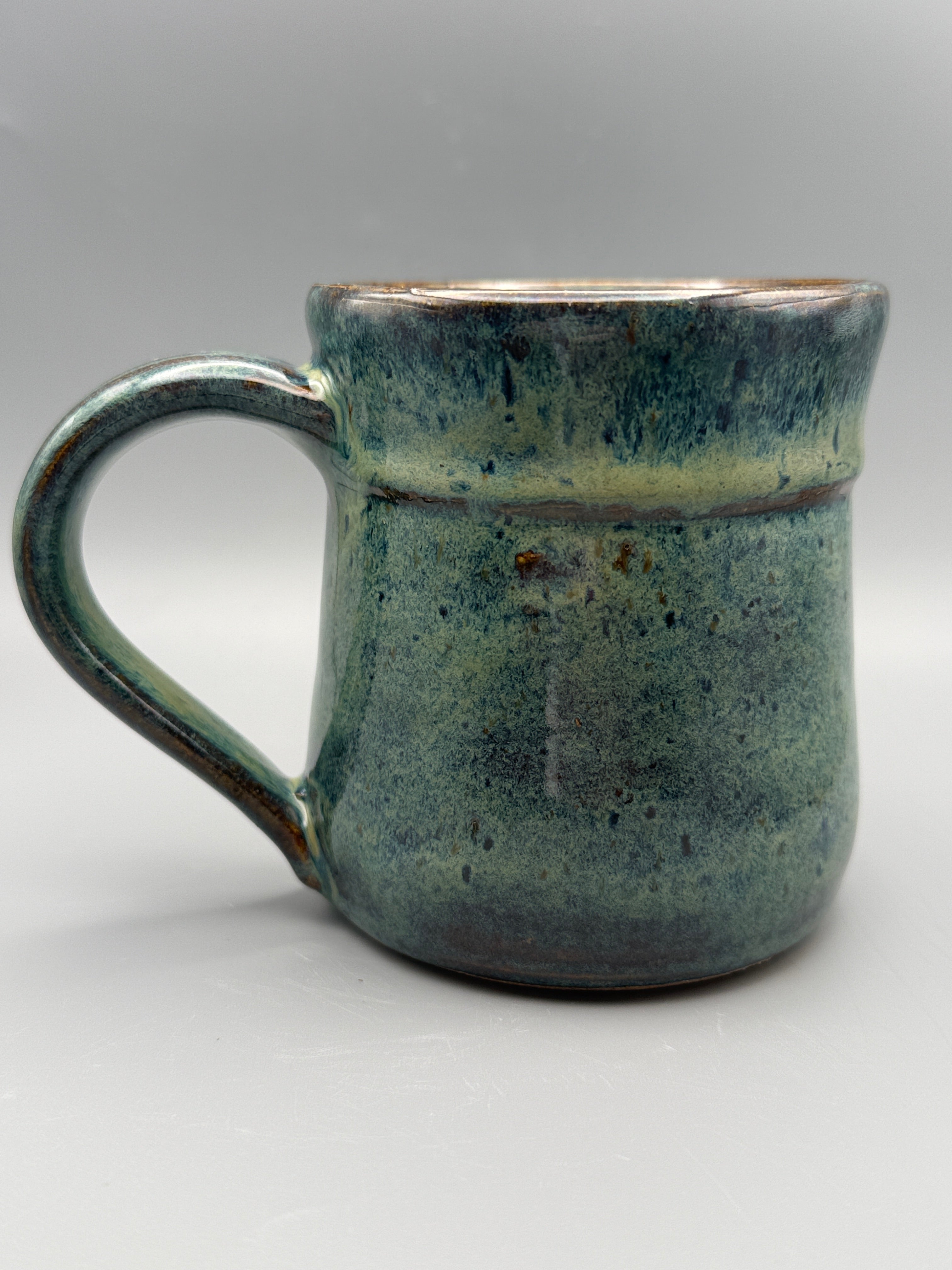 River Fern Mug - Mossy Green and Blue, Handmade 10-12 oz