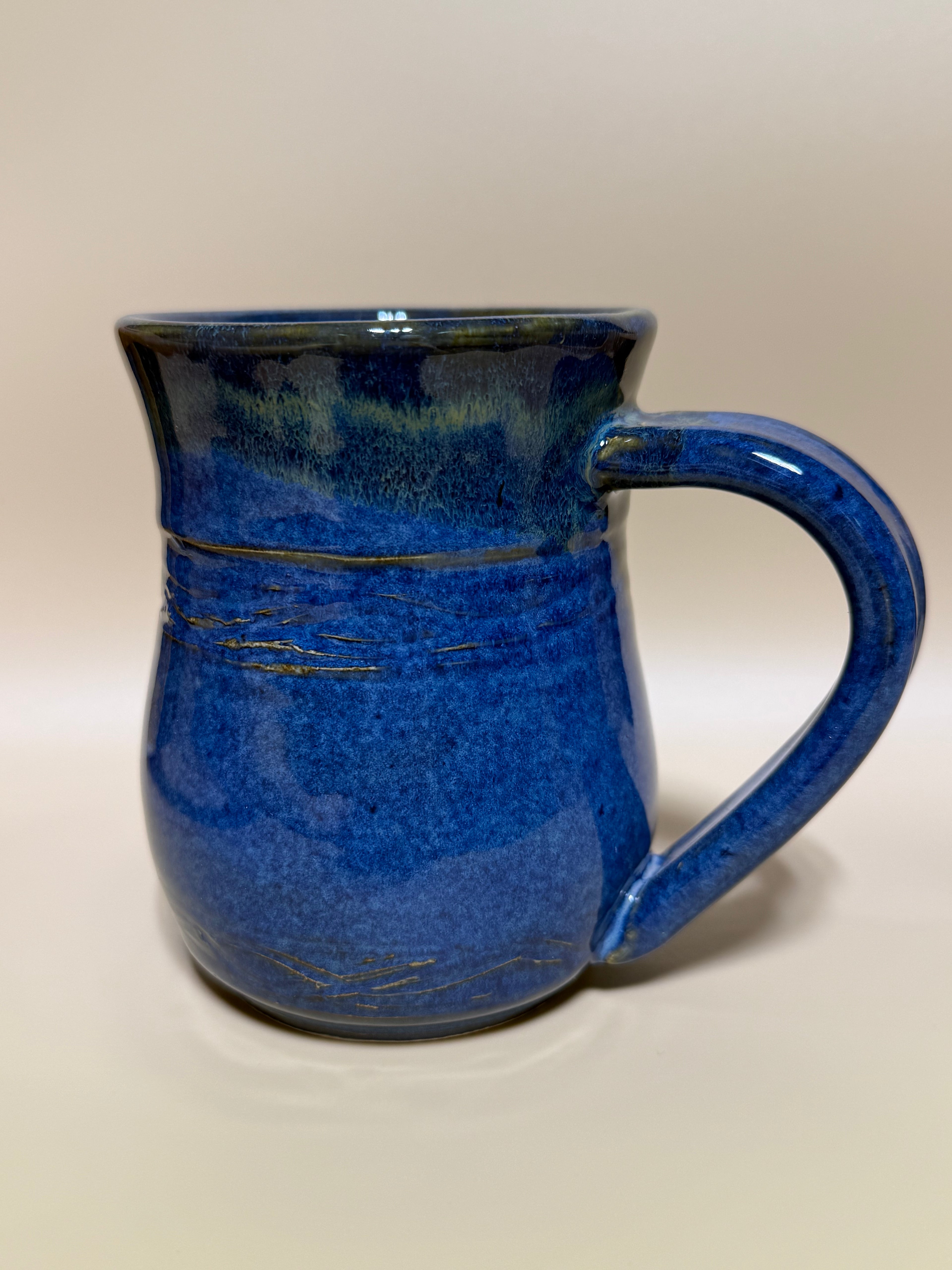 Blue Mug with Golden drips 10-12 oz