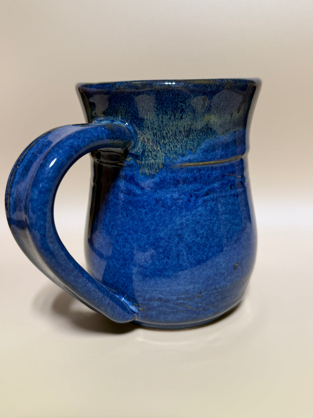 Blue Mug with Golden drips 10-12 oz