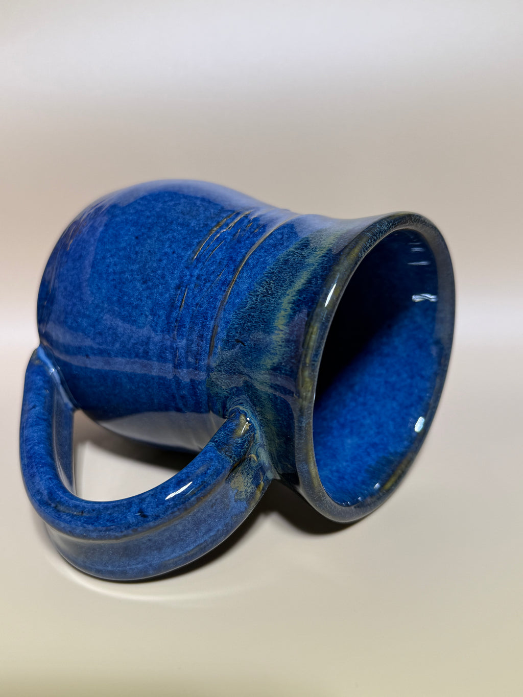Blue Mug with Golden drips 10-12 oz