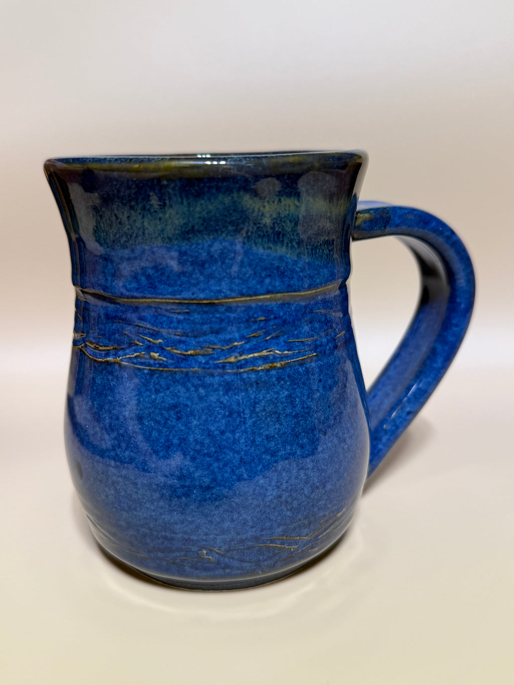 Blue Mug with Golden drips 10-12 oz