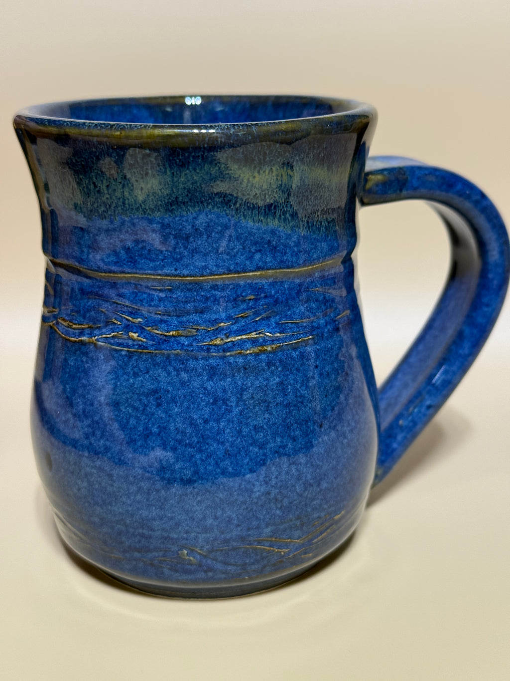 Blue Mug with Golden drips 10-12 oz