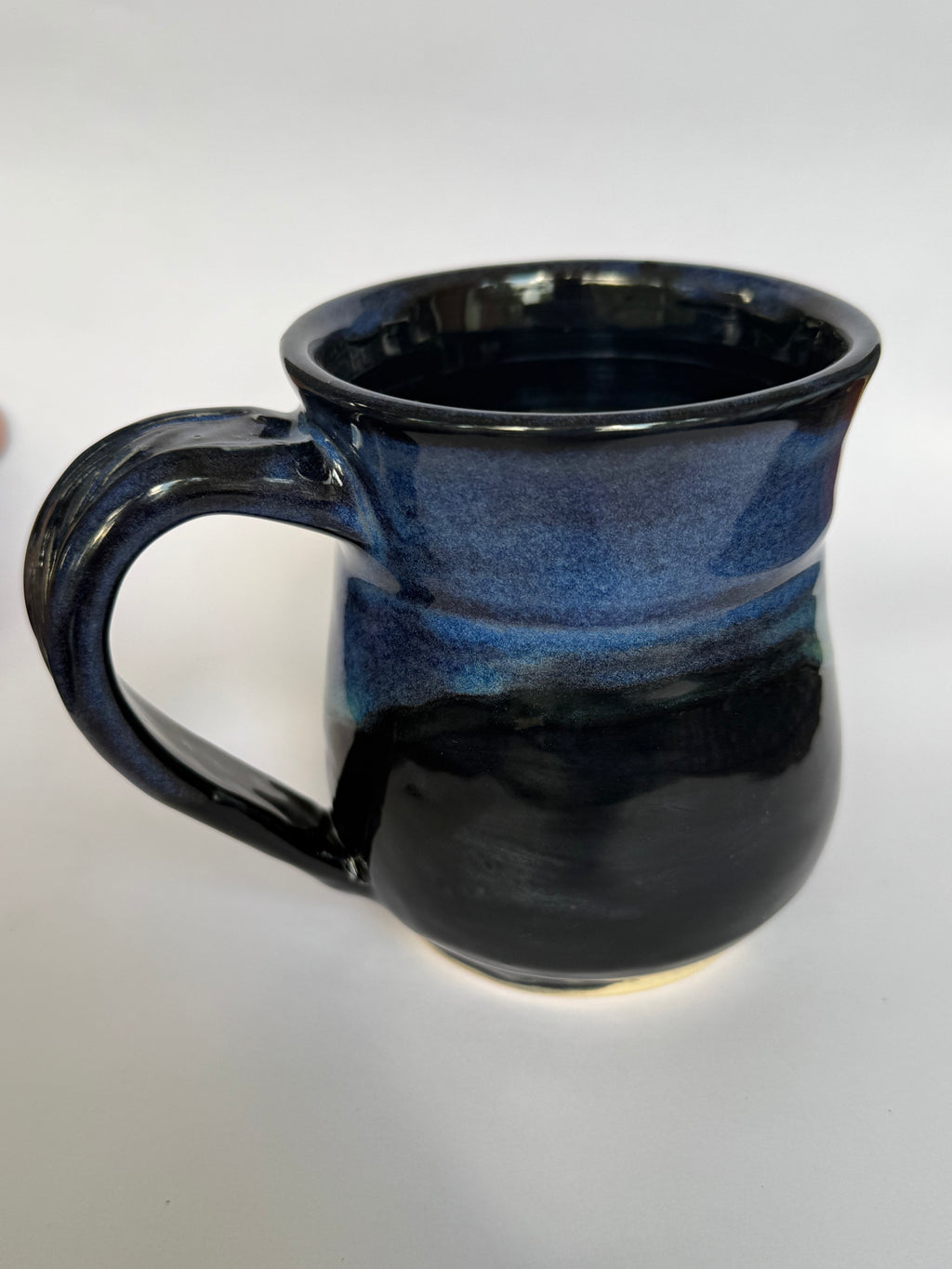 Midnight Aurora Mug — Handmade Stoneware in Glossy Black & Electric Blue and Green 10-12oz (Copy)