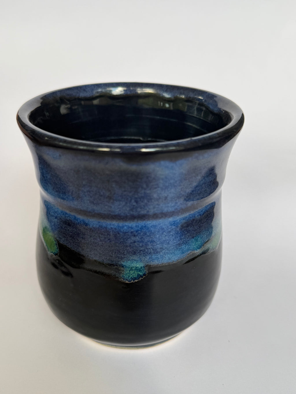 Midnight Aurora Mug — Handmade Stoneware in Glossy Black & Electric Blue and Green 10-12oz (Copy)