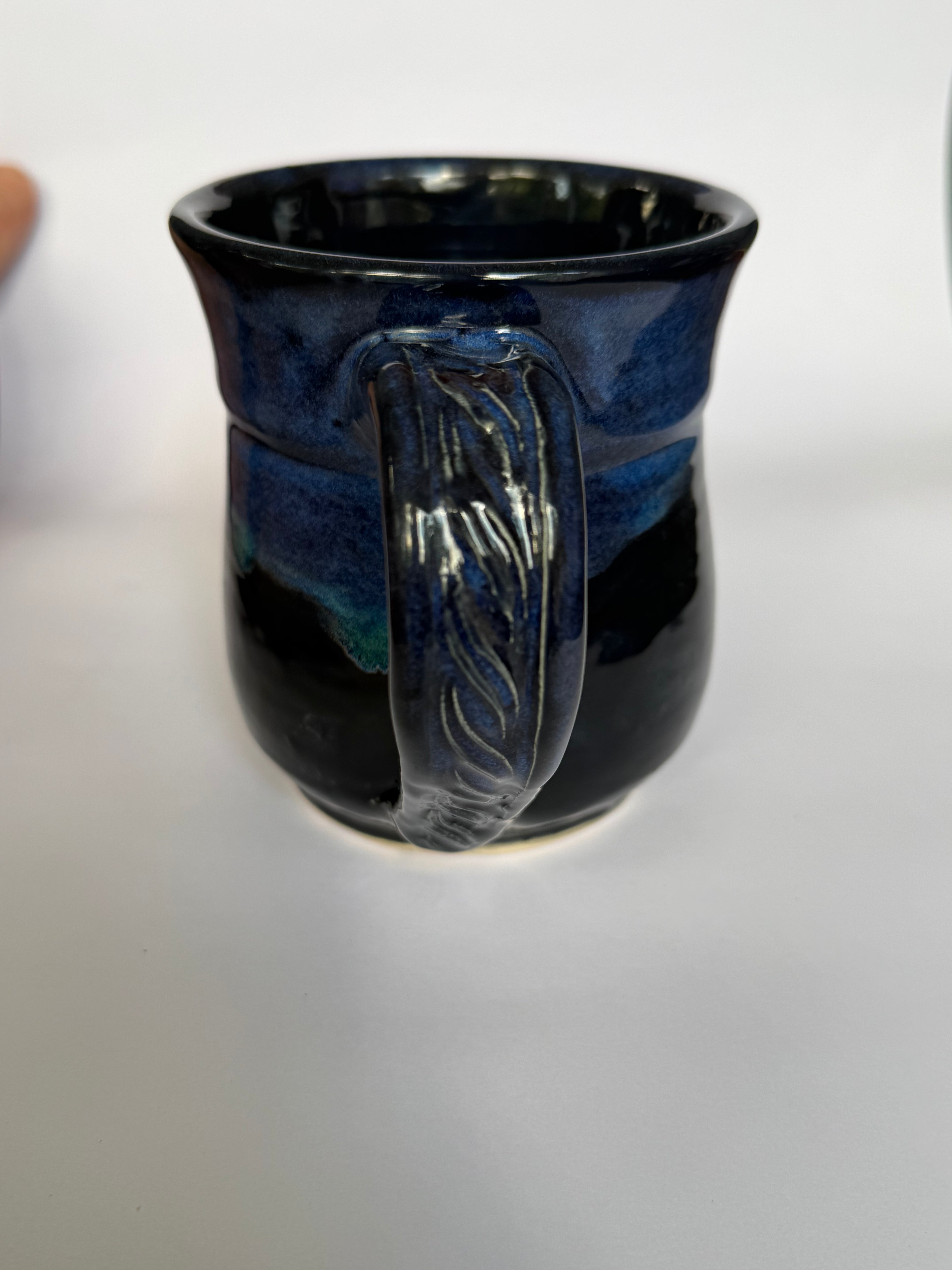 Midnight Aurora Mug — Handmade Stoneware in Glossy Black & Electric Blue and Green 10-12oz (Copy)