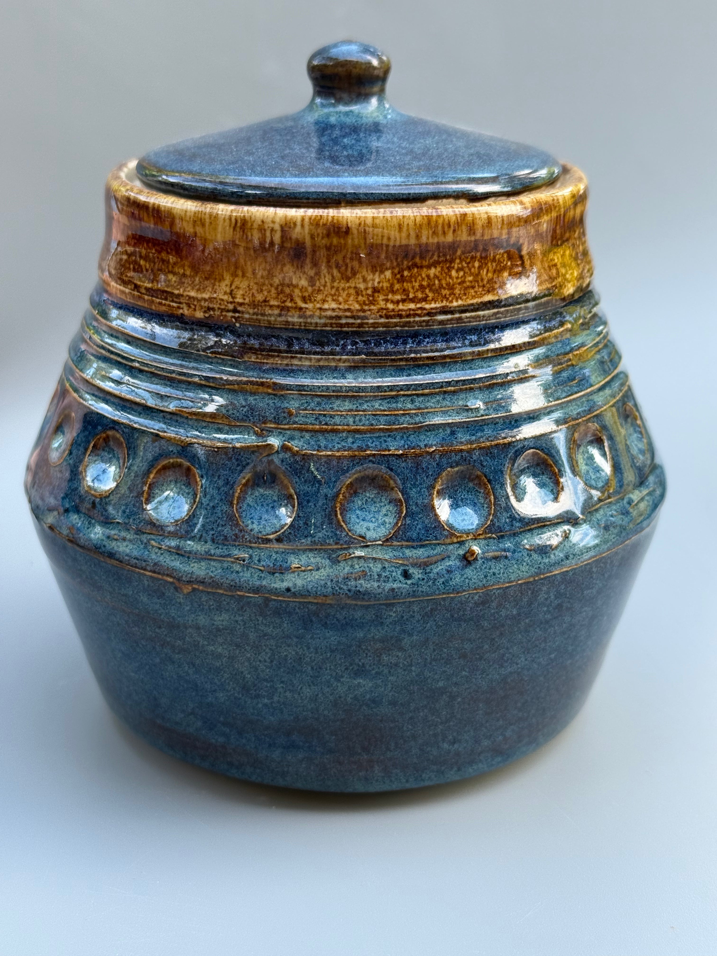 Blue Ceramic Jar, medium (30 oz).