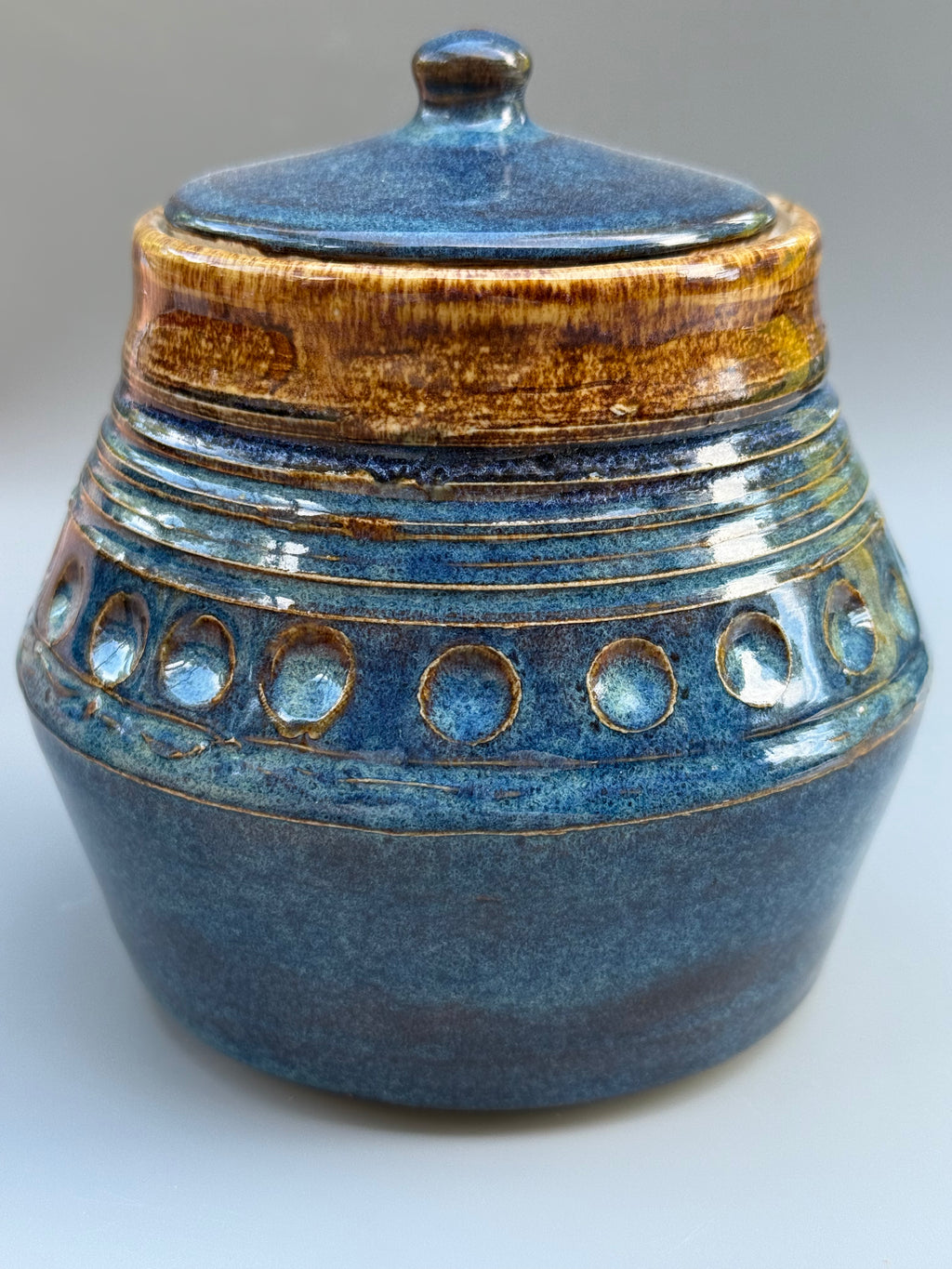 Blue Ceramic Jar, medium (30 oz).