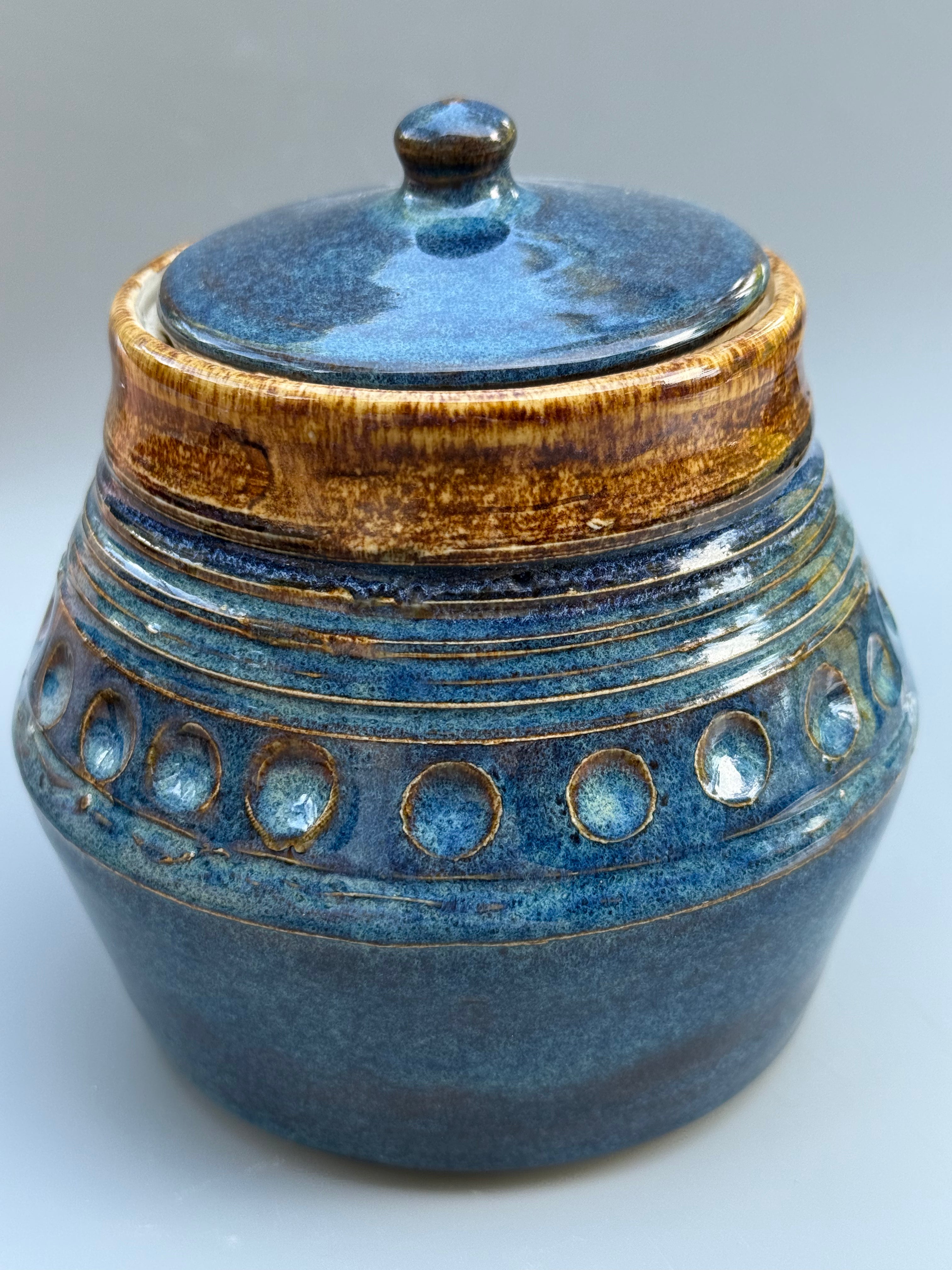 Blue Ceramic Jar, medium (30 oz).
