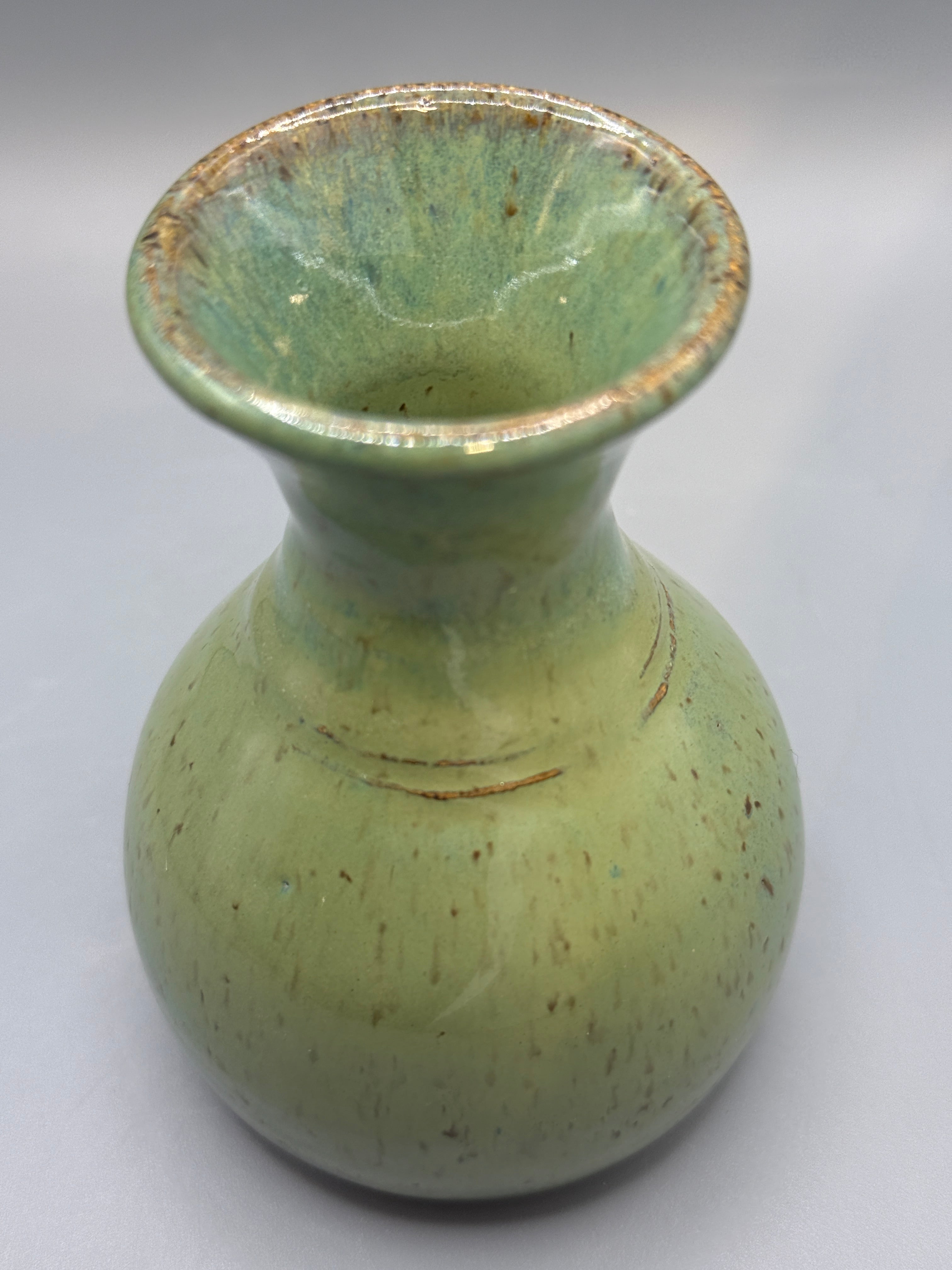 Sage Brook Bud Vase – Handmade Stoneware Vase in Speckled Green